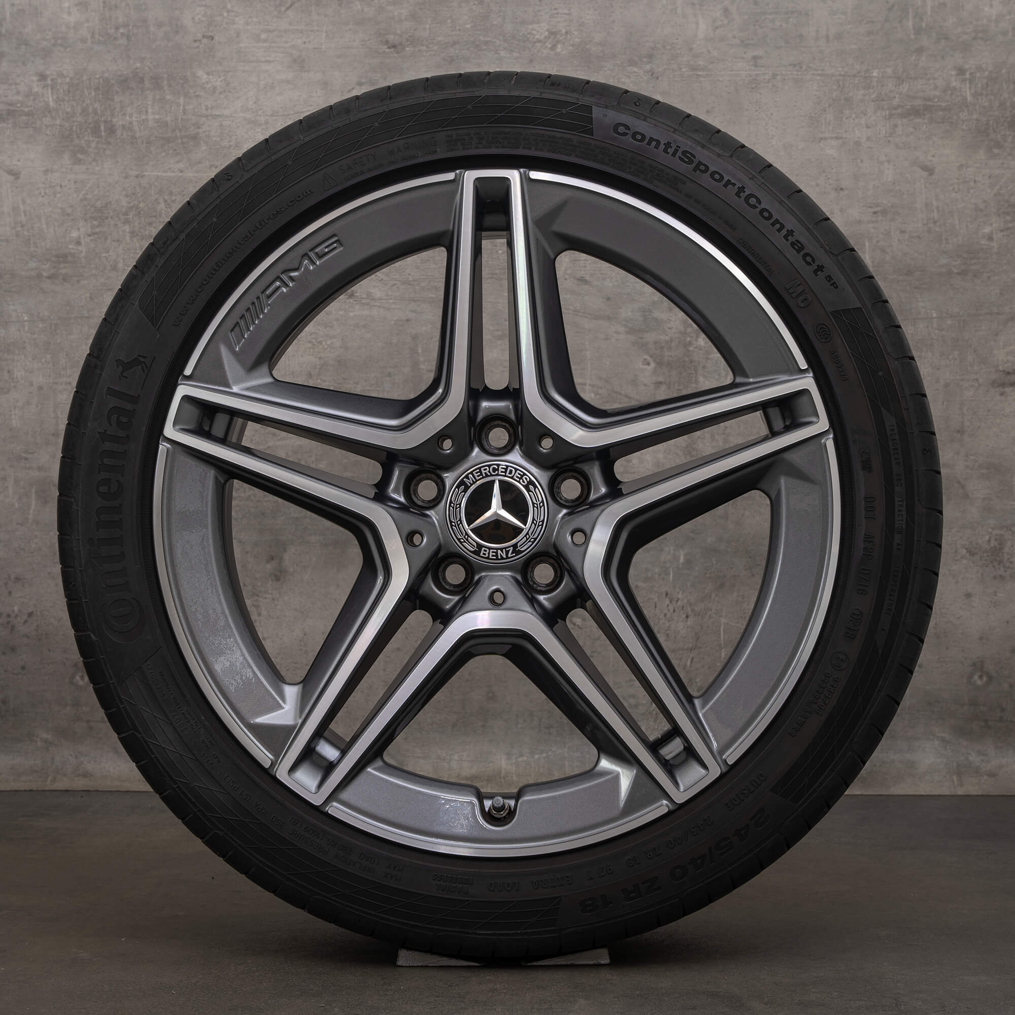 Alkuperäiset AMG Mercedes Benz C Class C43 vanteet 18 tuumaa C450 Sport W205 S205 C205 A205 kesävanteet A2054019900 A2054019600 himalajan harmaa