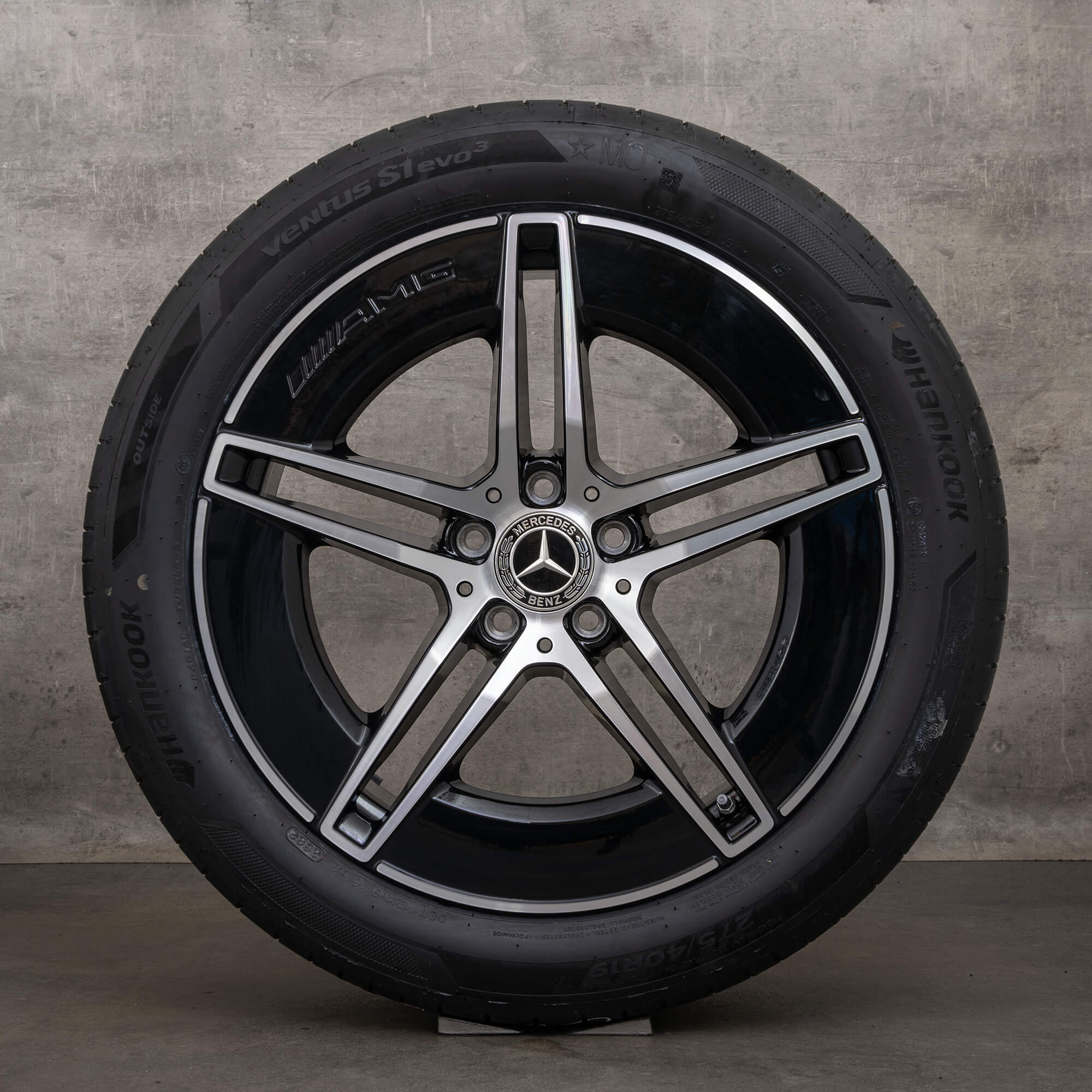 Originale Mercedes Benz E-Klasse AMG fælge 19 tommer W214 S214 sommerdæk A2144010300 A2144010400 sort glans