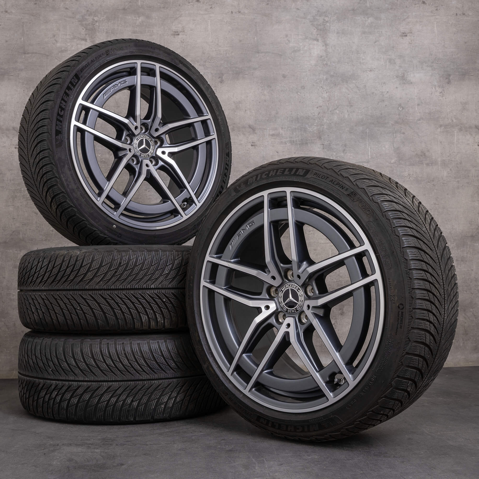 Originele Mercedes Benz E-klasse E43 E53 AMG 4Matic wintervelgen 19 inch W213 S213 C238 A238 velgen A2134016700 A2134016800 himalayagrijs glanzend gedraaid