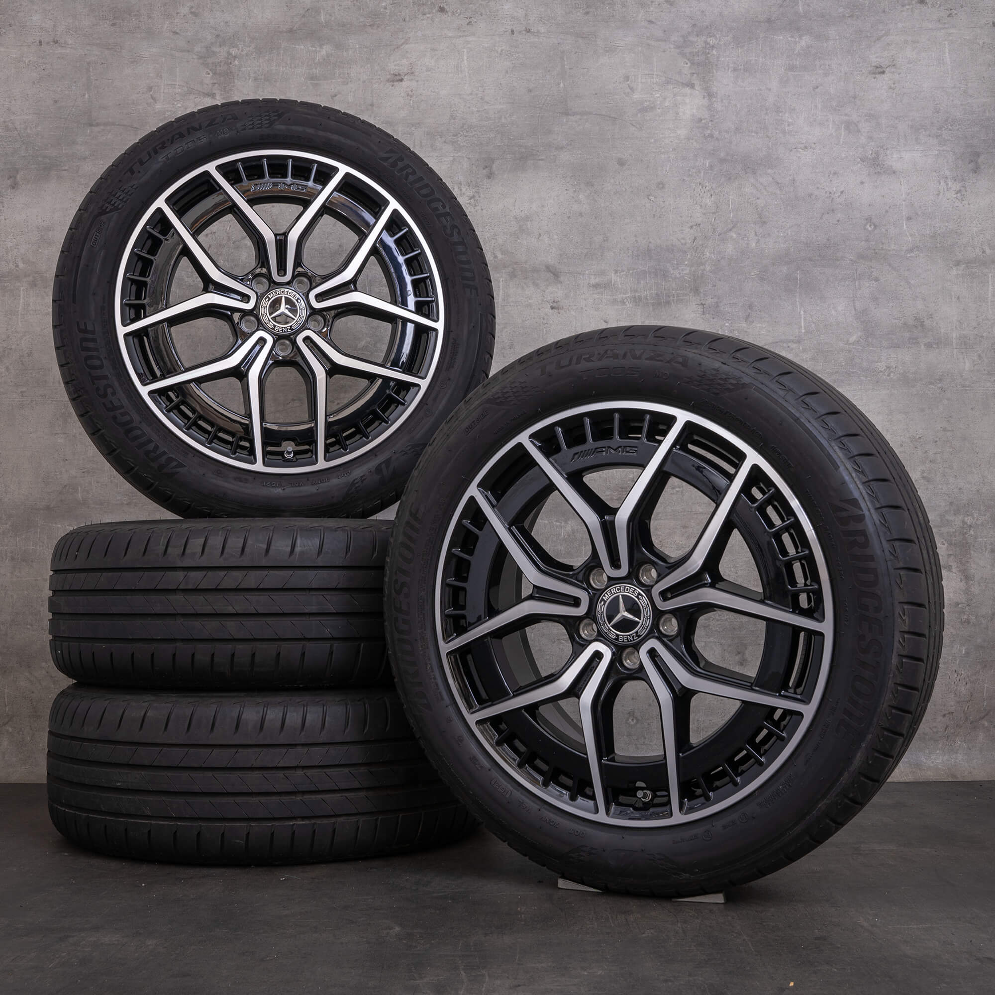 Jantes originais Mercedes Benz EQA EQB AMG de 19 polegadas H243 X243 jantes verão A2434010500 preto brilhante torneado