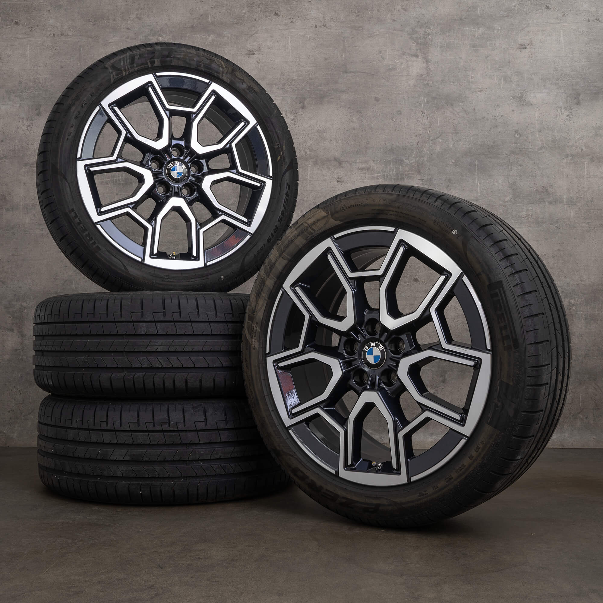 Original BMW X1 iX1 X2 iX2 Felgen 19 Zoll U10 U11 Sommerräder Styling 867 6898041 midnight grey glanzgedreht NEU
