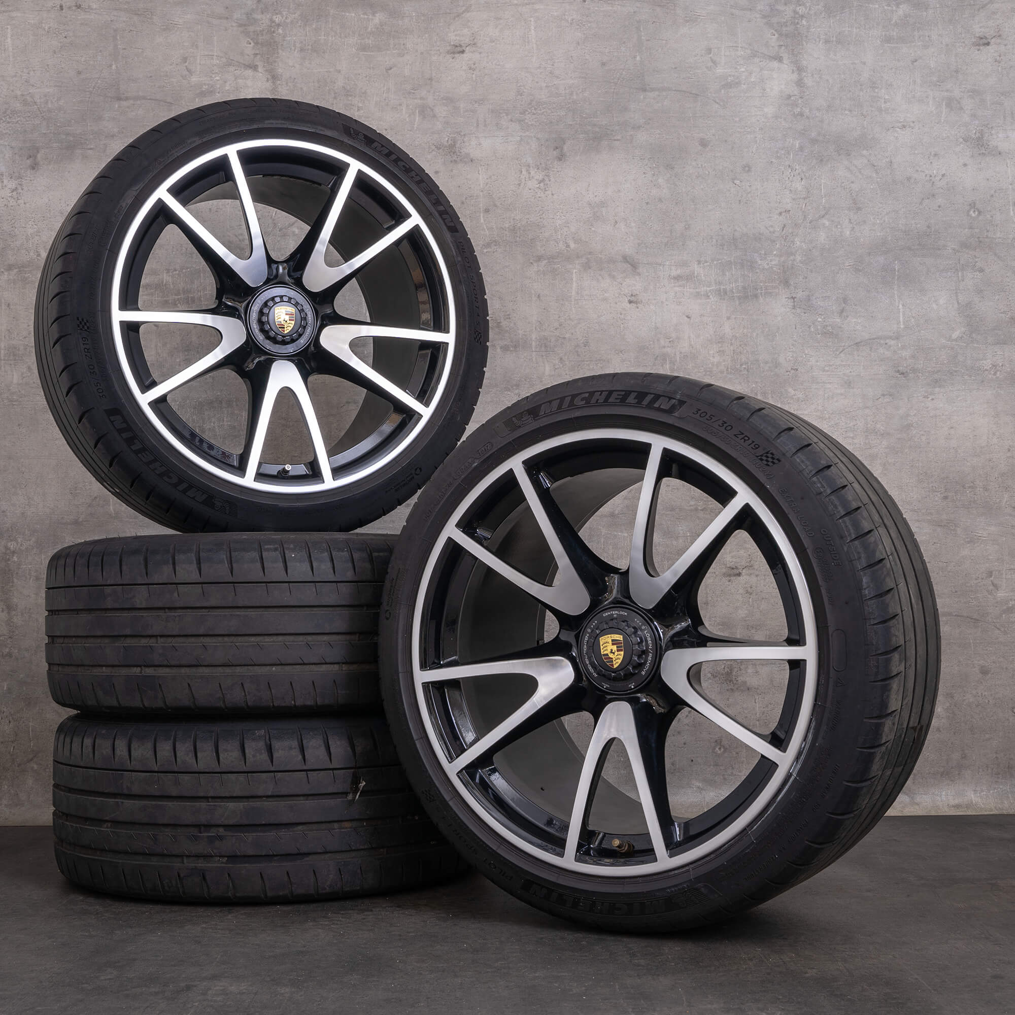 Original Porsche 911 Felgen 19 Zoll  997 GT3 Sommerräder 99736215795 99736216591 schwarz glanzgedreht
