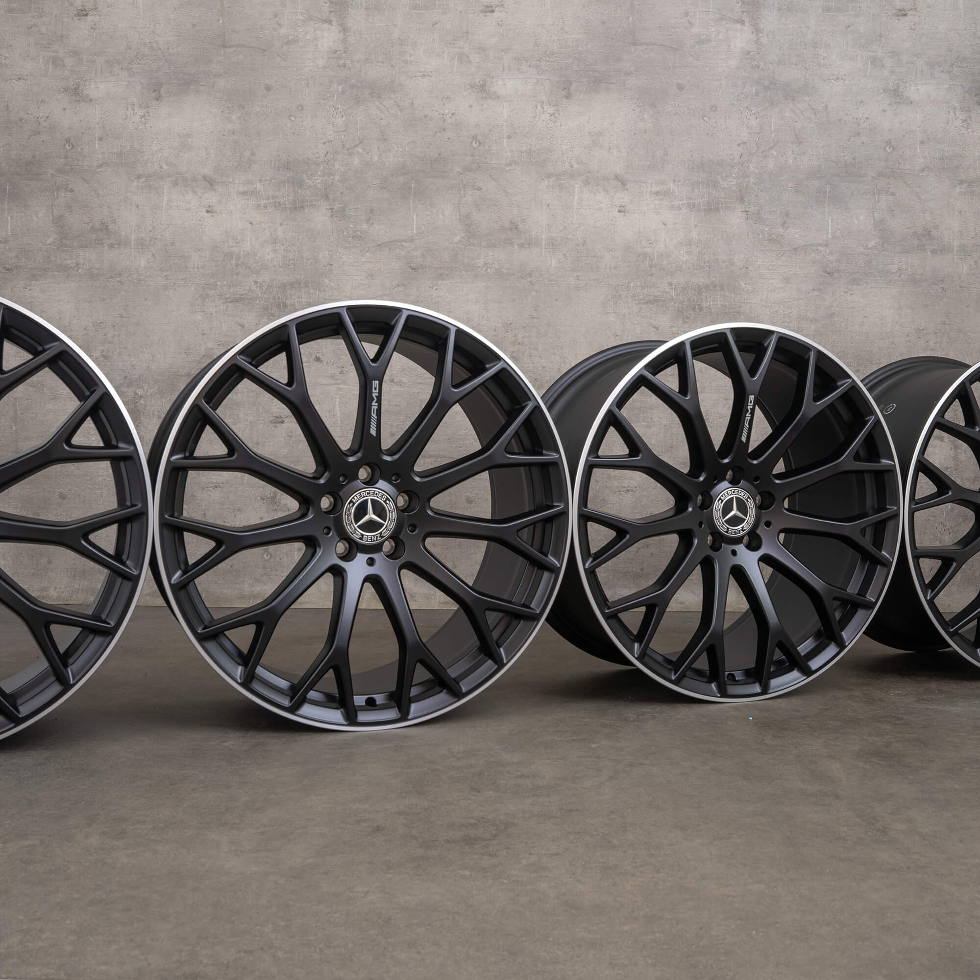 OEM Mercedes Benz AMG SL rims 21 inch R232 aluminum A2324012700 A2324012800 black satin finished NEW