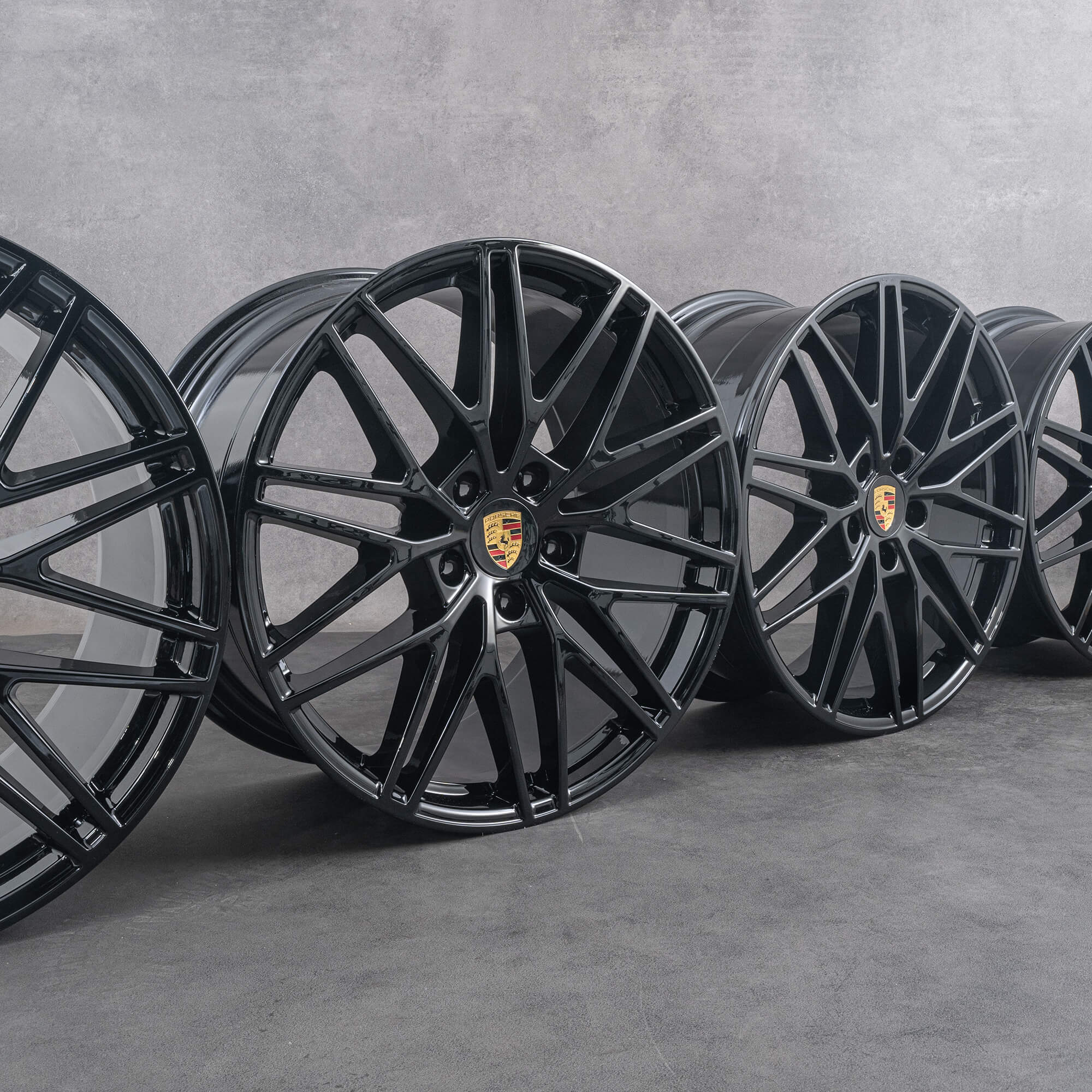 Originele Porsche Cayenne velgen 9YA II 21 inch RS Spyder 9Y0601025CD zwart