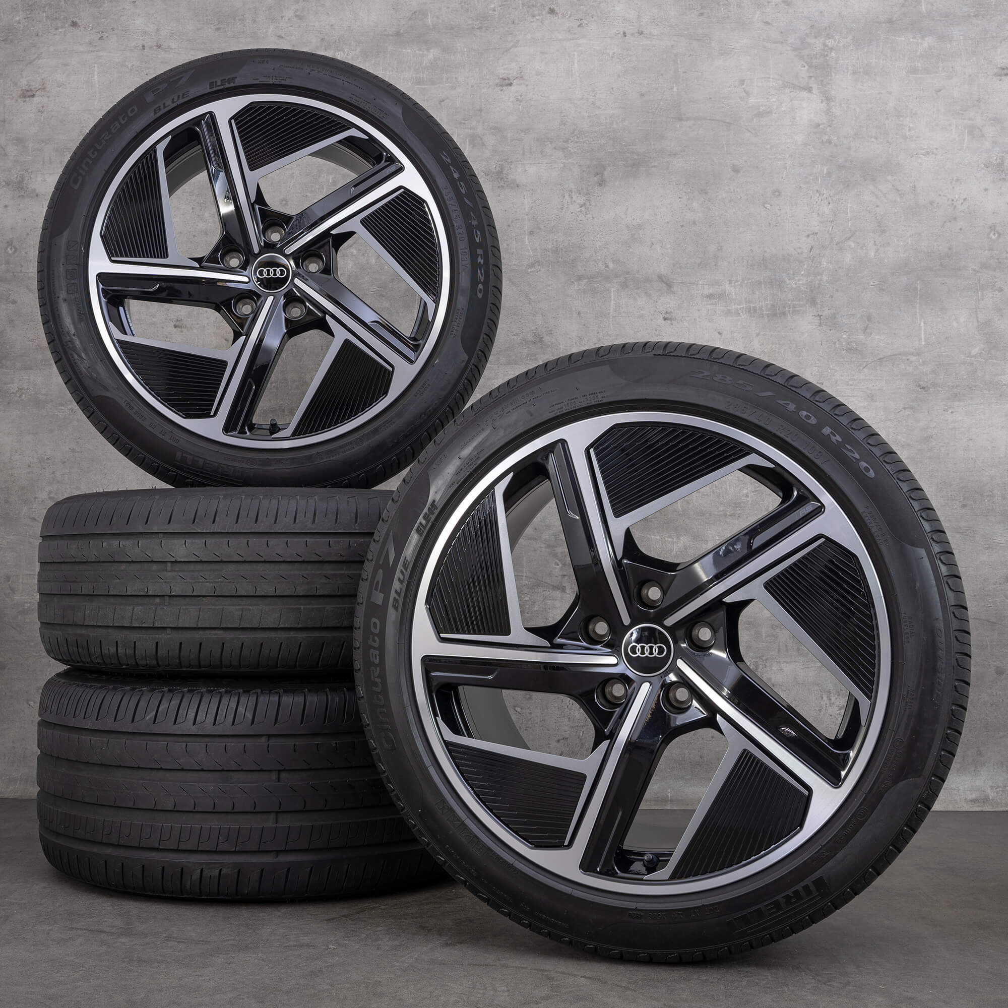 Originale Audi e-tron GT RS cerchi 20 pollici FW Sommerrder Aero 4J3601025F 4J3601025H nero lucido tornito NUOVO