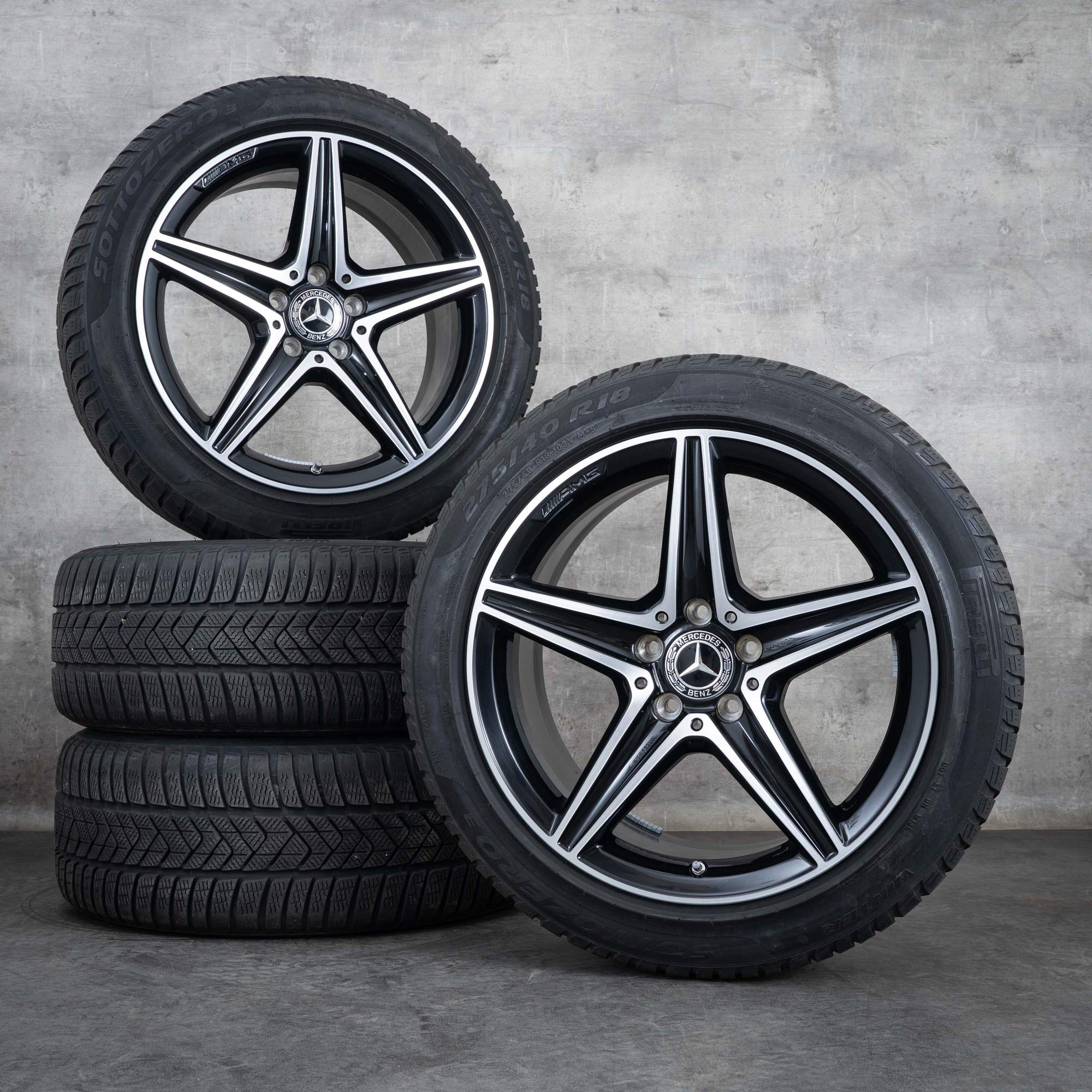 Original Mercedes Benz E-Klasse AMG Winterräder 18 Zoll W213 S213 A238 C238 E300 Felgen A2134011800 A2134011900 schwarz glanzgedreht