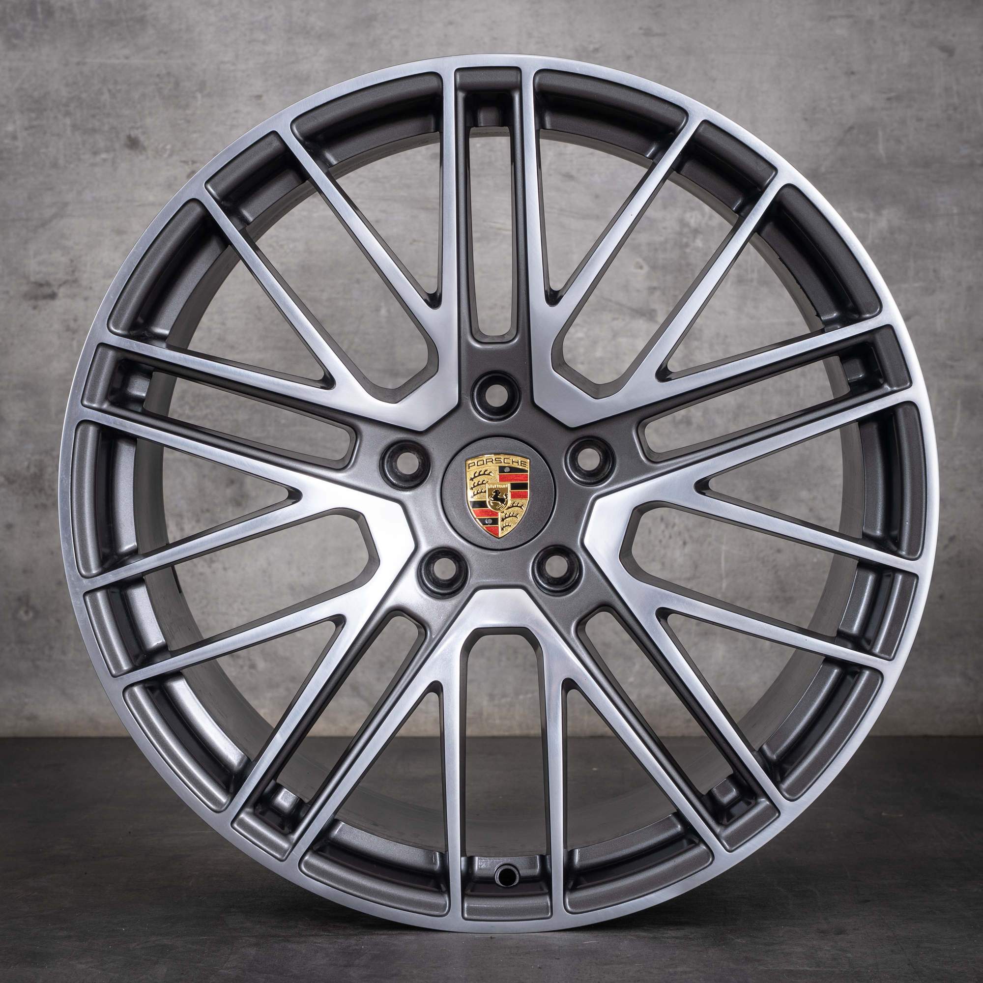 Original Porsche Panamera 976 Felgen 21 Zoll G3 Sommerräder 911 Turbo Design 976044660K titan glanzgedreht