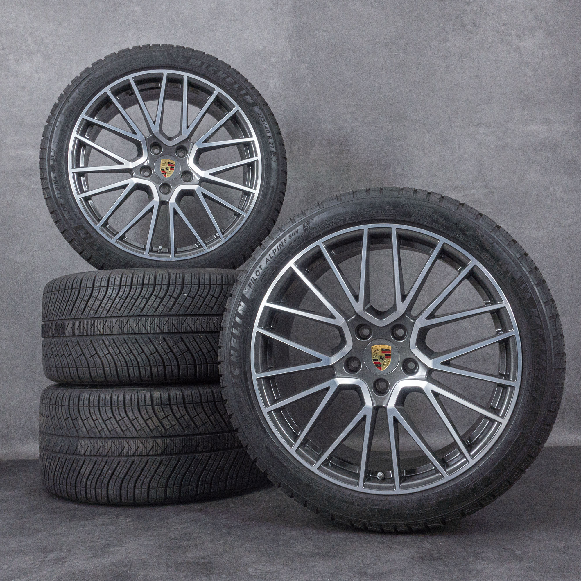 Original Porsche Cayenne Felgen 21 Zoll 9YA E3 II Sommerräder 9Y0601025BF 9Y0601025BG titan glanzgedreht