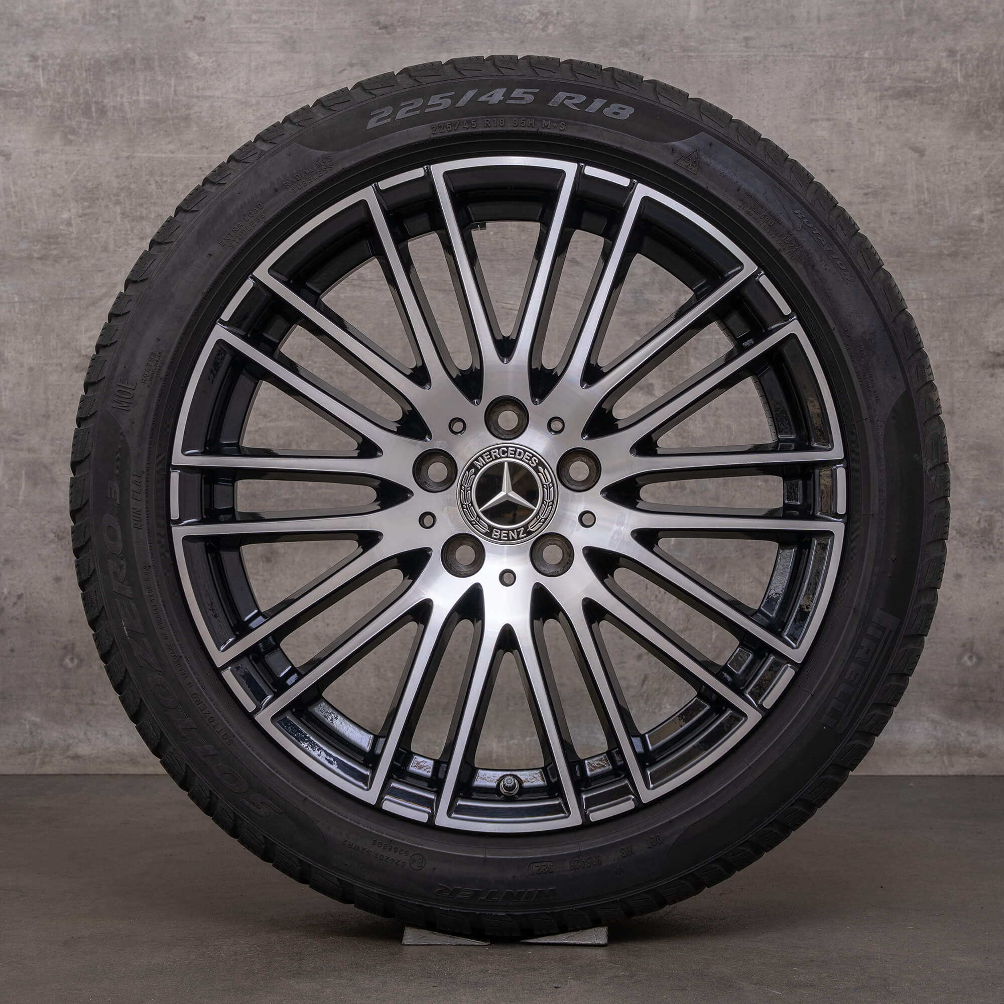 Orijinal Mercedes Benz C-Serisi kış jantları 18 inç W206 S206 jantlar A2064014900 siyah parlak tornalanmış