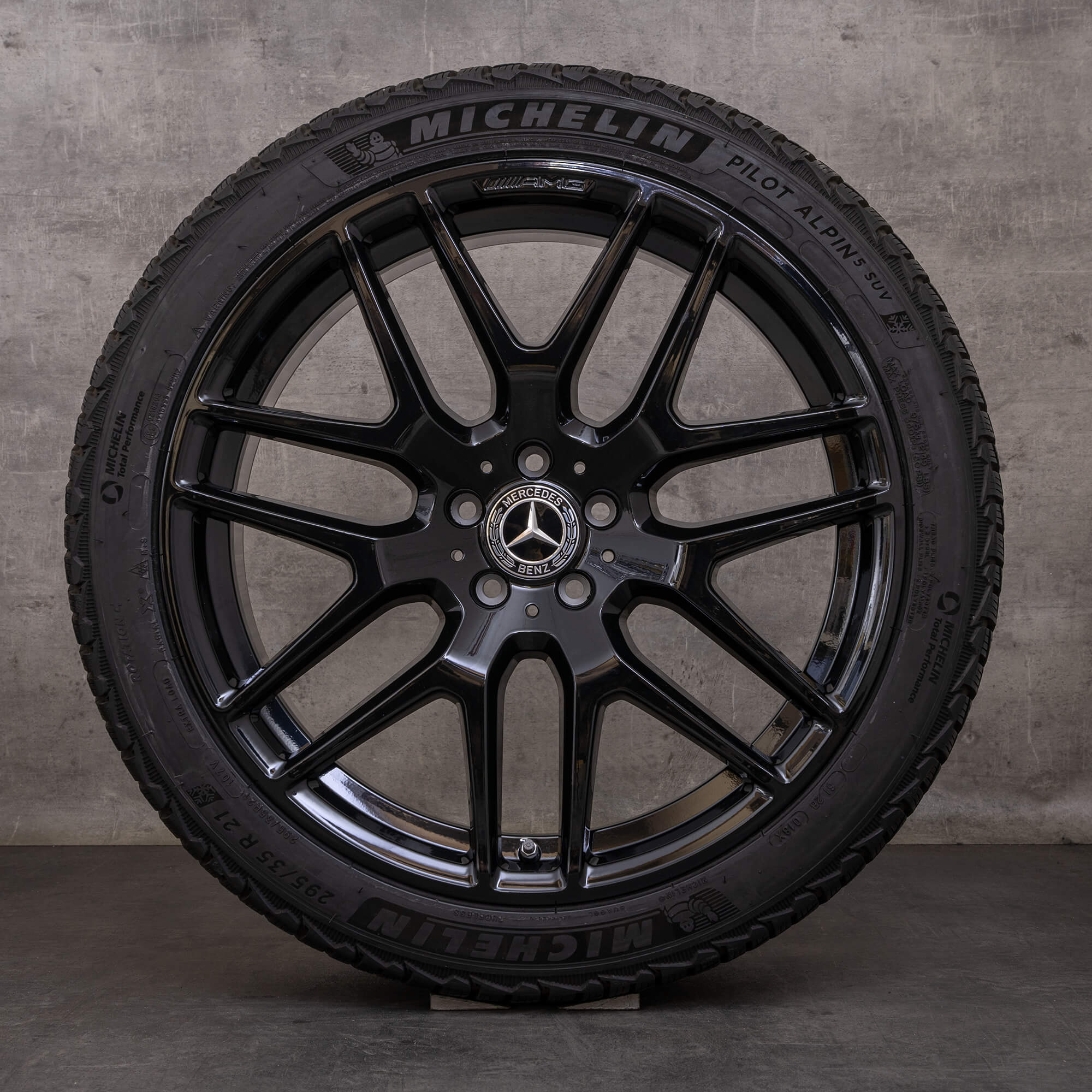 OEM Mercedes Benz GLE GLS 63 AMG snow tire packages 21 inch W166 X166 Rims A1664012800 black glossy