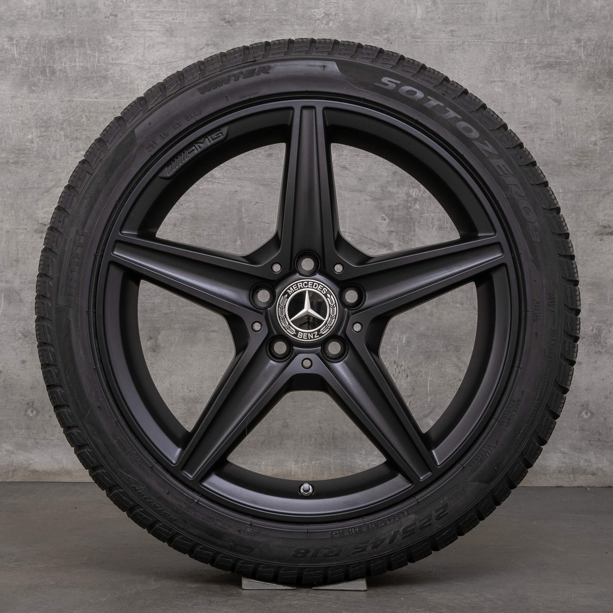 Original Mercedes Benz Clase C AMG neumáticos de invierno 18 pulgadas W205 S205 C205 A205 llantas A2054011100 negro mate