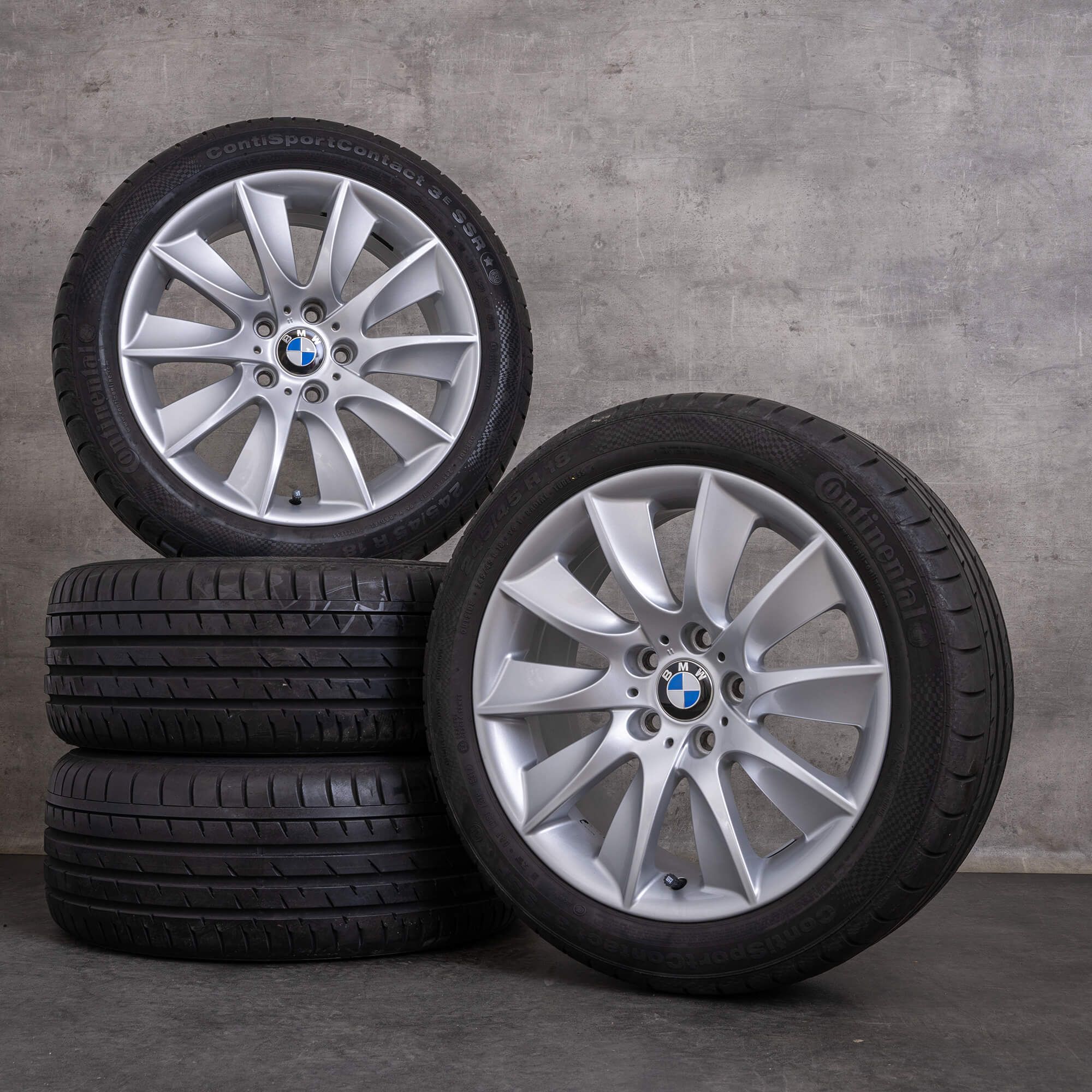 Orijinal BMW 5 Serisi 6 jantlar 18 inç F10 F11 F06 F12 F13 Gran Coupe yaz jant lastik stil 329 6790174 gümüş parlak