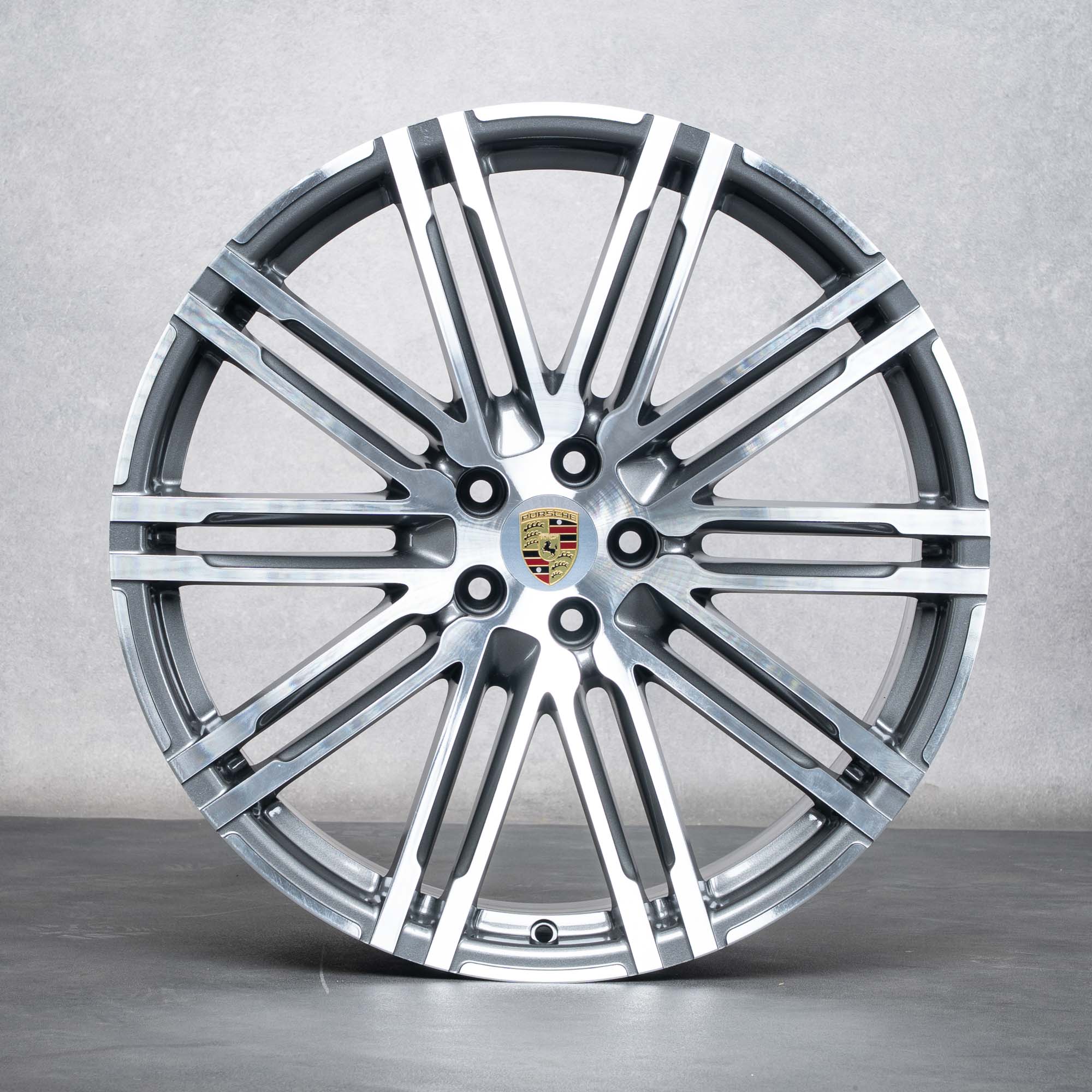 Oryginalne felgi Porsche Macan I 21 cali letnie koła 95B601025AT 95B601025BA tytanowe polerowane