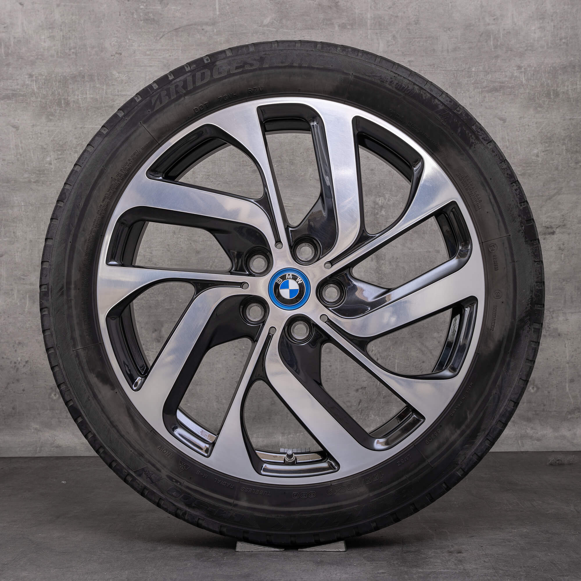 OEM BMW i3 winter wheels 19 inch I01 rims styling 428 turbine design 6856894 jet black glossy turned
