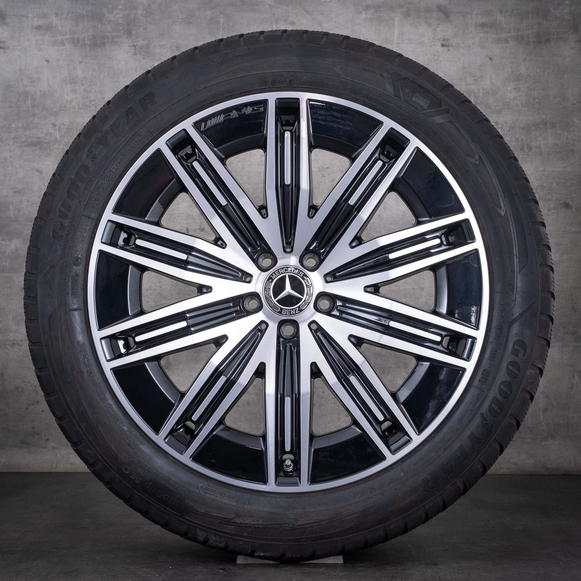 Originale Mercedes-Benz EQS AMG vinterhjul 21 tommer X296 felger A2964011600, svart glans