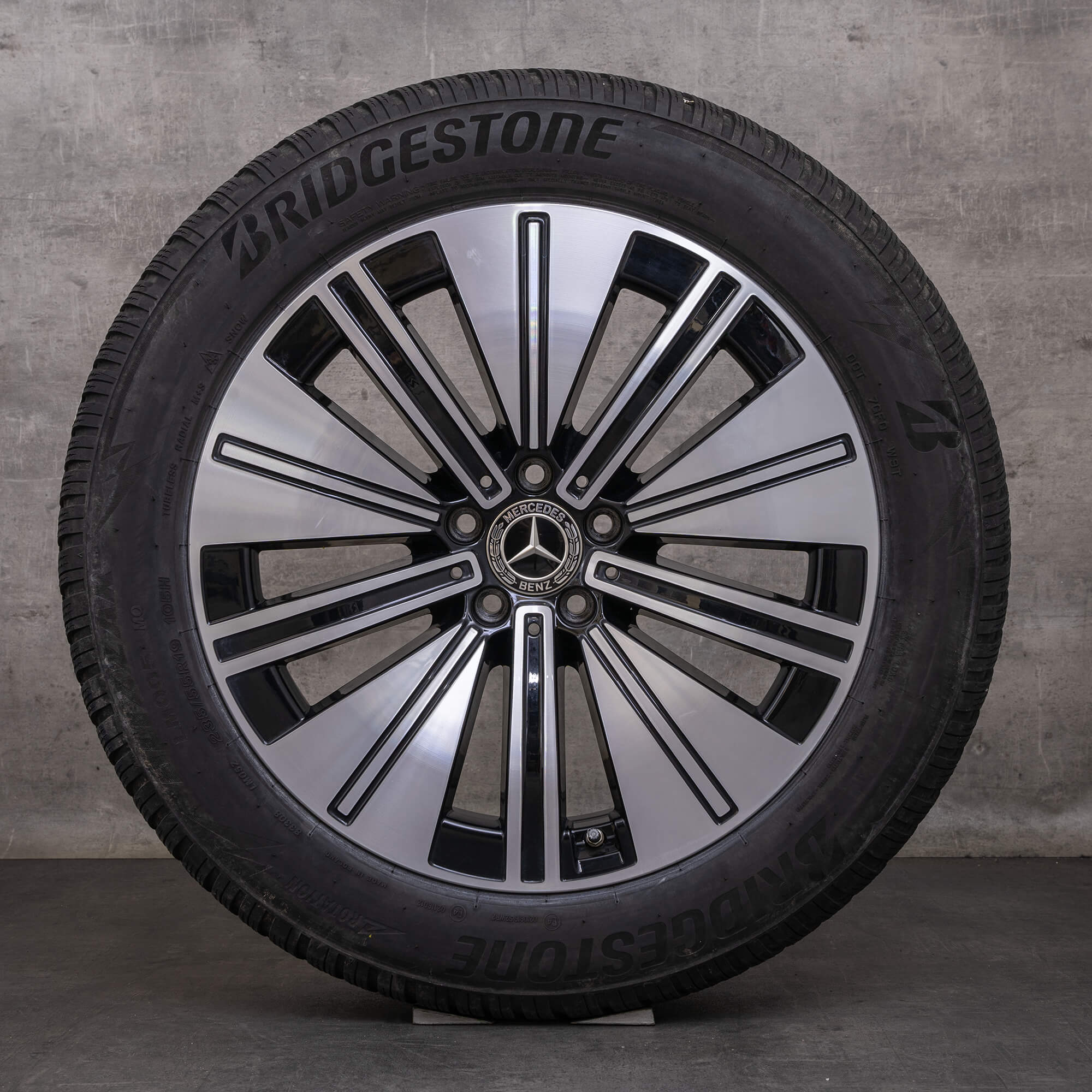 Orijinal Mercedes Benz EQS kış jant lastik 19 inç V297 jantlar A2974010600 siyah yüksek parlaklıkta tornalanmış