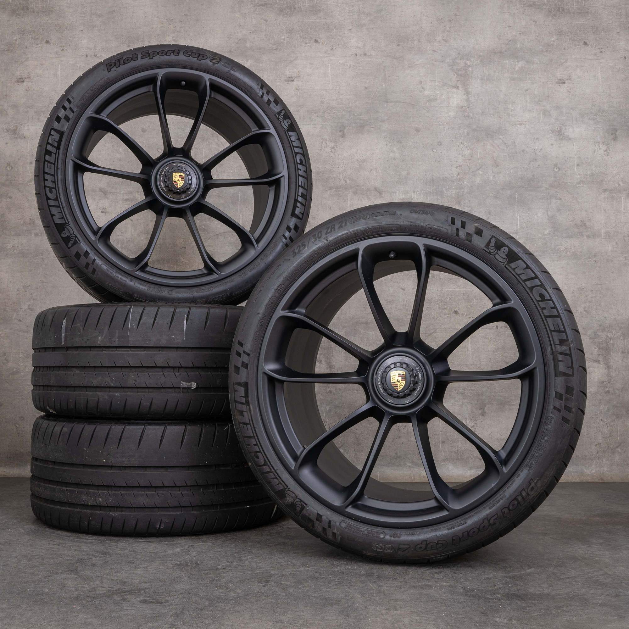 OEM Porsche 991 rims 20 21 inch GT3 RS summer wheels 99136216284 99136216785 black matt