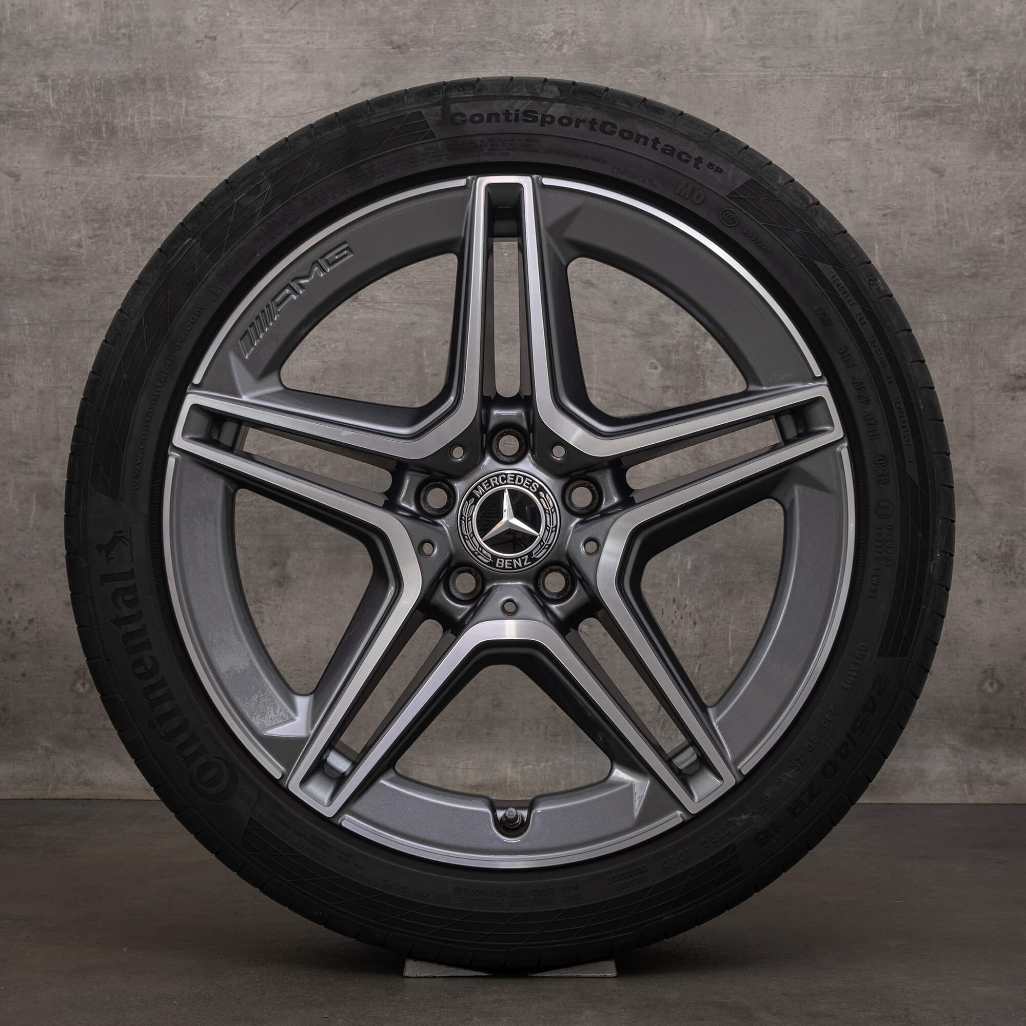 Alkuperäiset AMG Mercedes Benz C Class C43 vanteet 18 tuumaa C450 Sport W205 S205 C205 A205 kesävanteet A2054019900 A2054019600 himalajan harmaa
