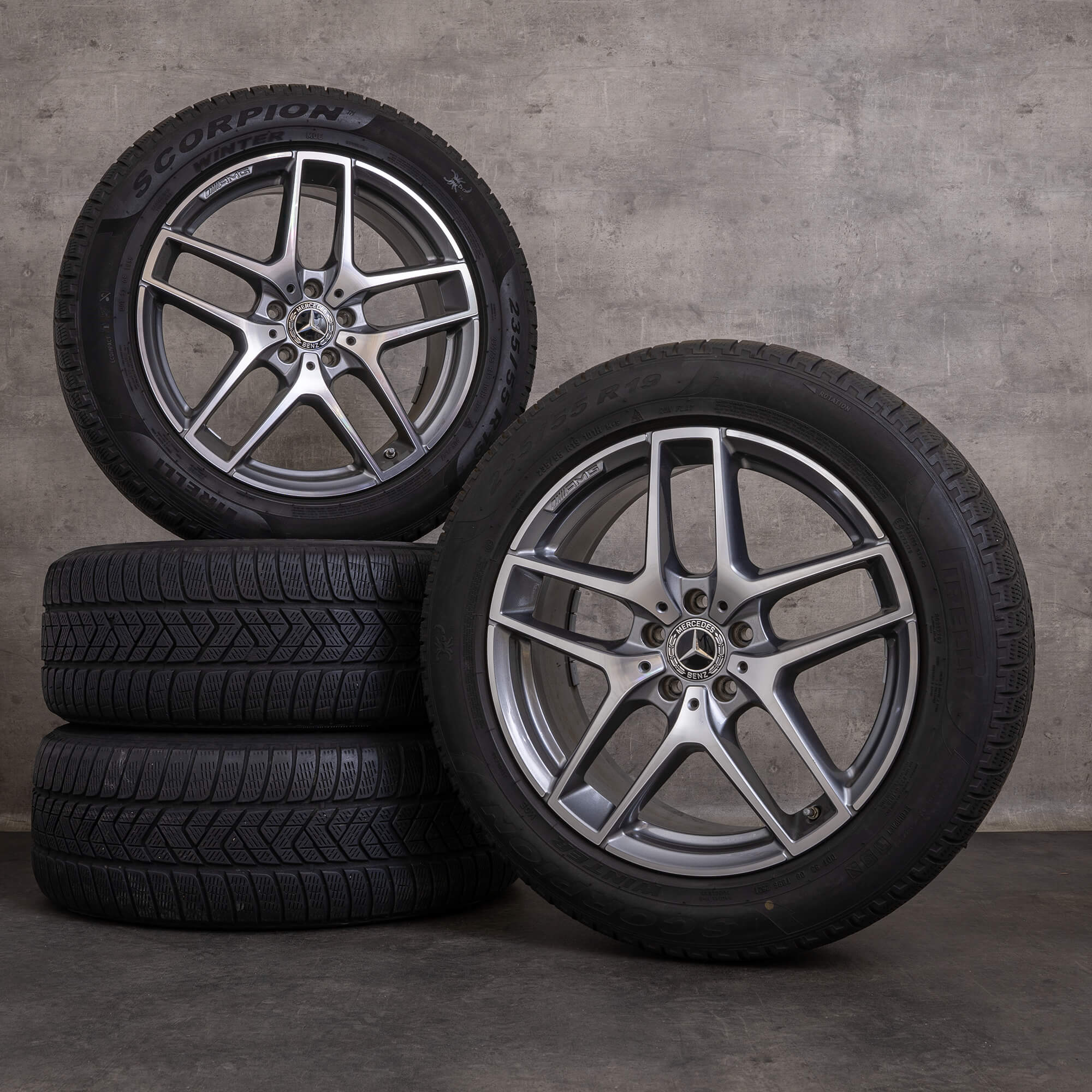 Alkuperäiset Mercedes Benz GLC & 43 AMG talvirenkaat 19 tuuman C253 X253 vanteet A2534011800 himalajanharmaa kiillotettu