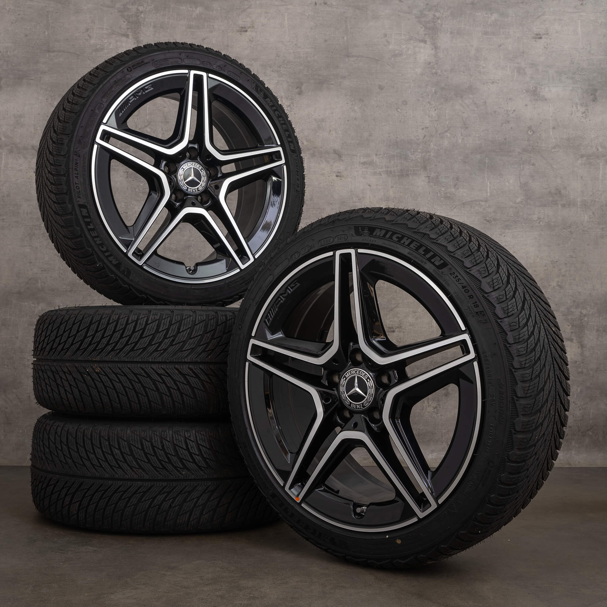 Jantes de inverno genuínas Mercedes Benz Classe A A35 AMG 18 polegadas W177 jantes A1774011800 pretas brilhantes torneadas