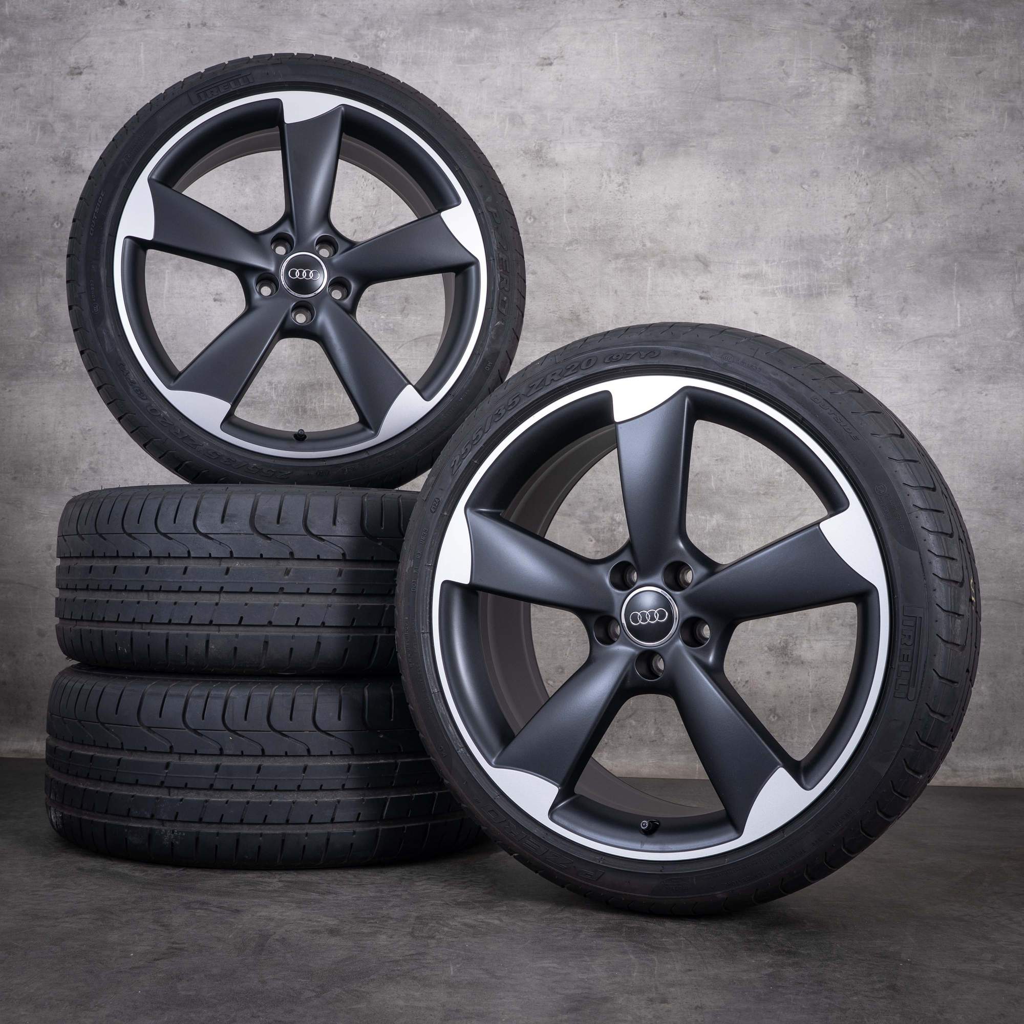 Originale Audi A6 S6-fælge 20 tommer 4G C7 Sommerhjul Rotor 4G0601025AC sort mat diamond cut