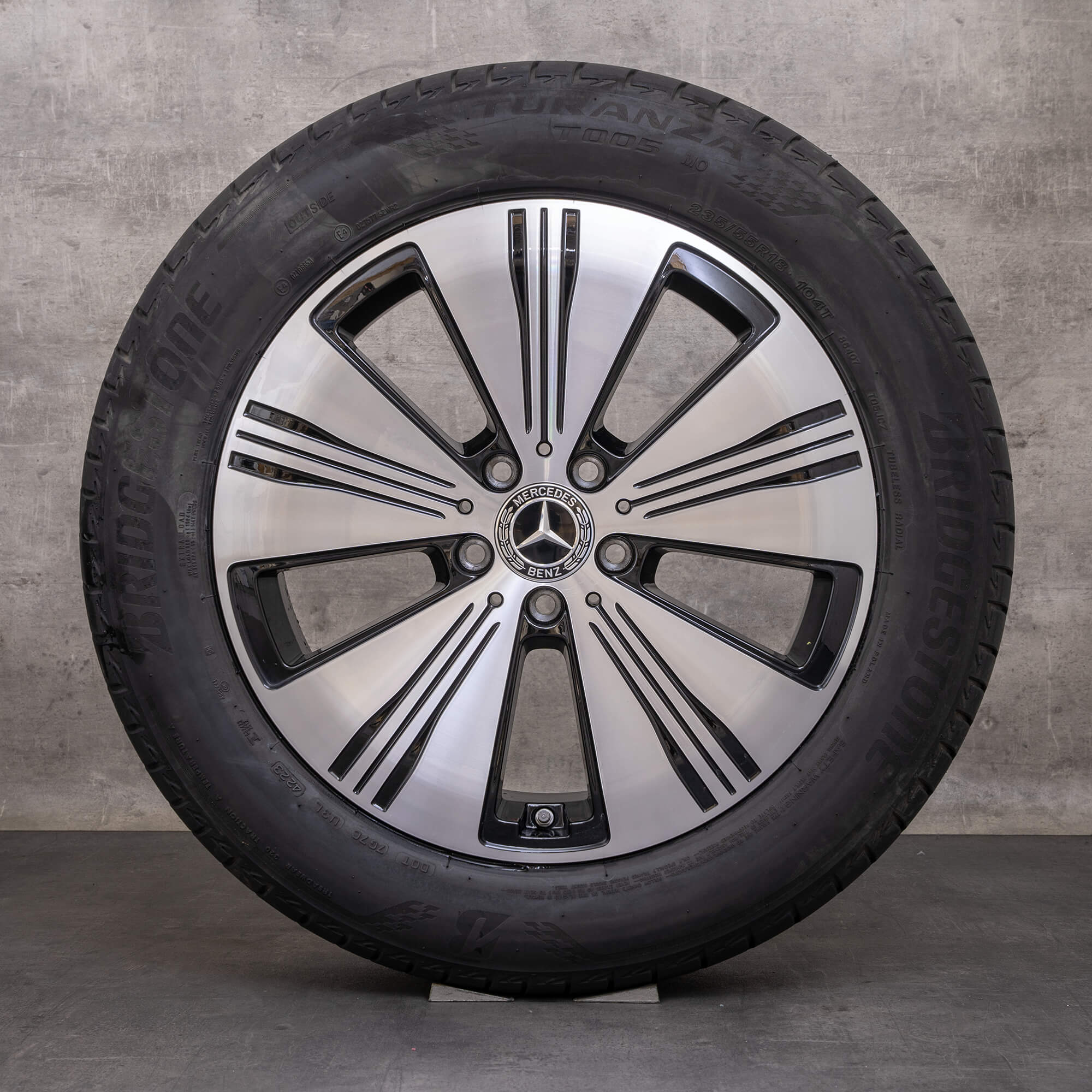Original Mercedes Benz EQA EQB felger 18-tommers H243 X243 sommerhjul A2434010100 svart blank dreid