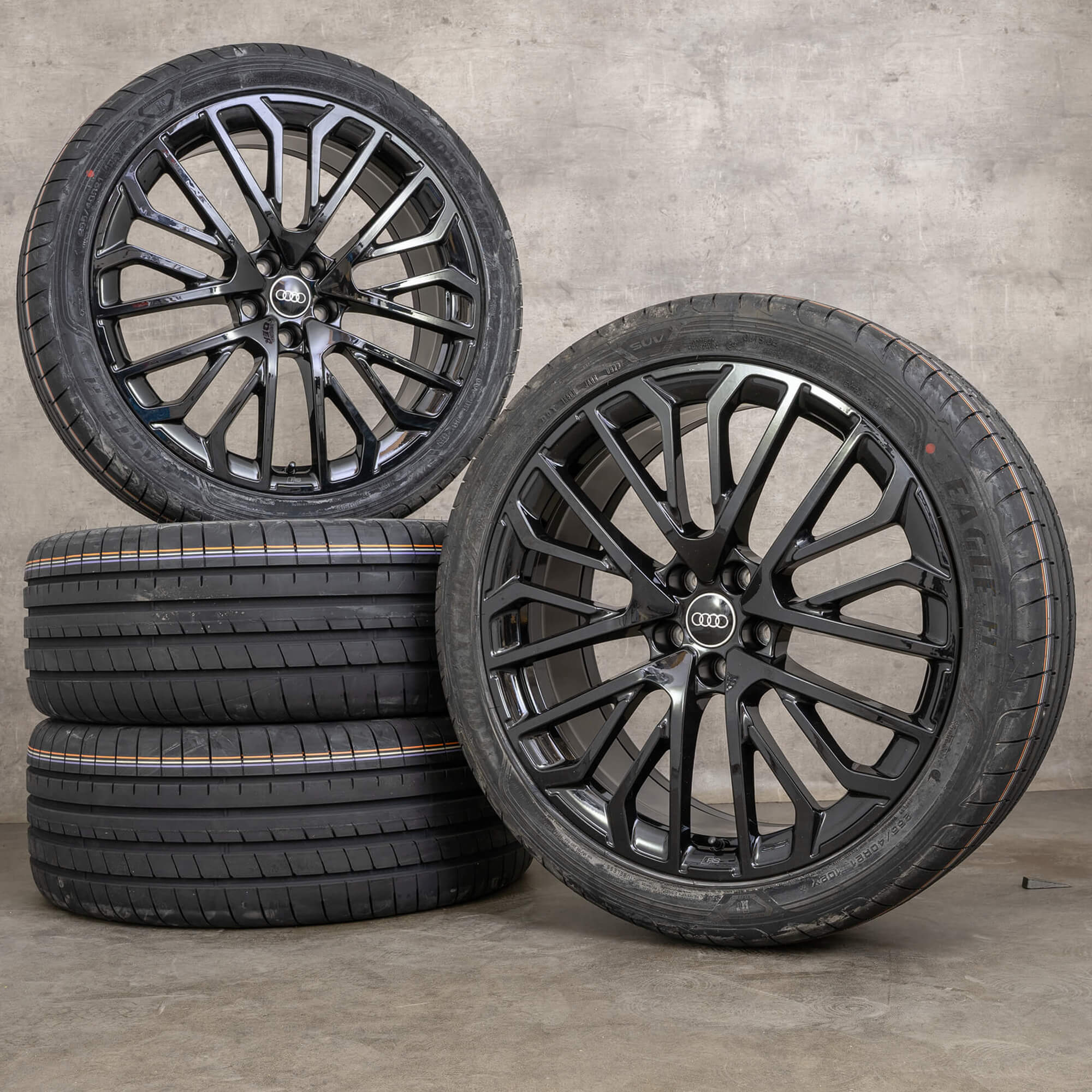 Oryginalne koła zimowe do Audi A6 S6 felgi 21 cali 4P C8 C9 4P0601025N czarne z wysokim połyskiem NOWE