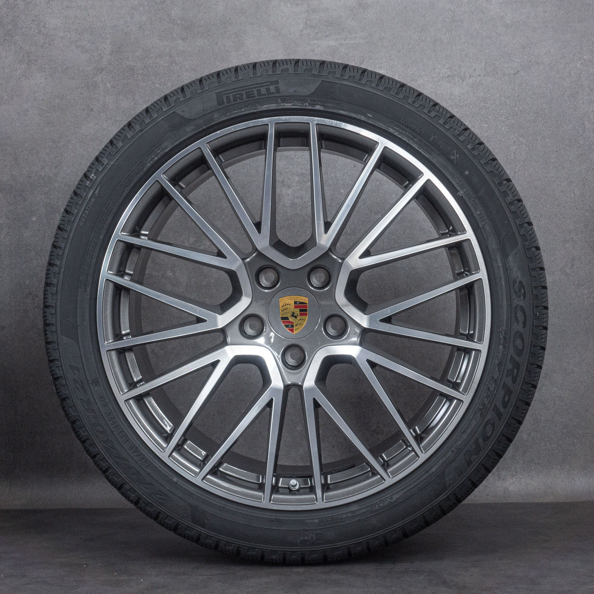 Originele Porsche Cayenne Winterrder 21 inch 9YA Coupe Turbo GTS velgen RS Spyder 9Y0601025K 9Y0601025L titanium gepolijst