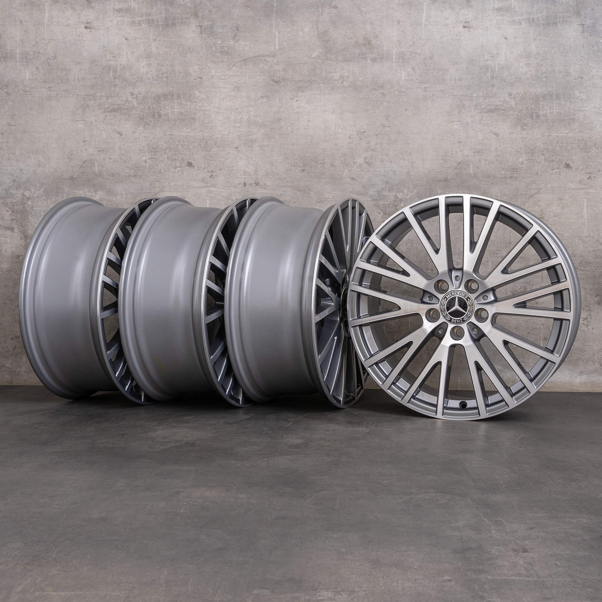 Orijinal Mercedes Benz A B Sınıfı CLA jantlar 18 inç W177 V177 W247 X118 C118 A1774010600 himalaya gri parlak tornalanmış