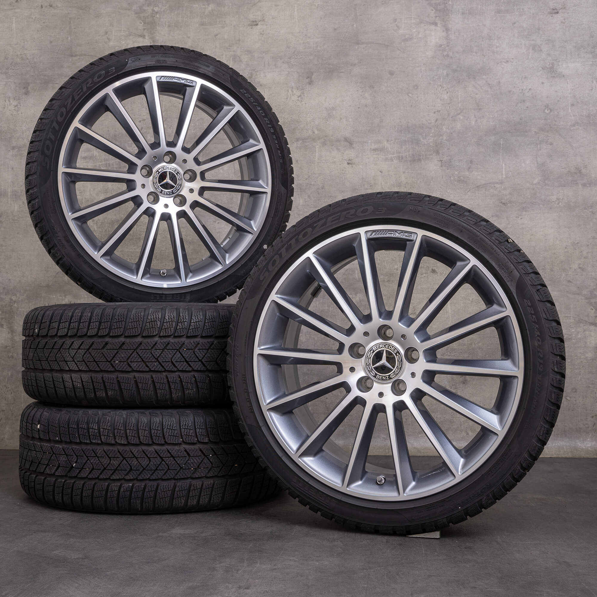 Originele Mercedes A B-klasse CLA winterwielen 19 inch W177 V177 W247 C118 X118 velgen A1774011600 himalayagrijs glanzend gedraaid