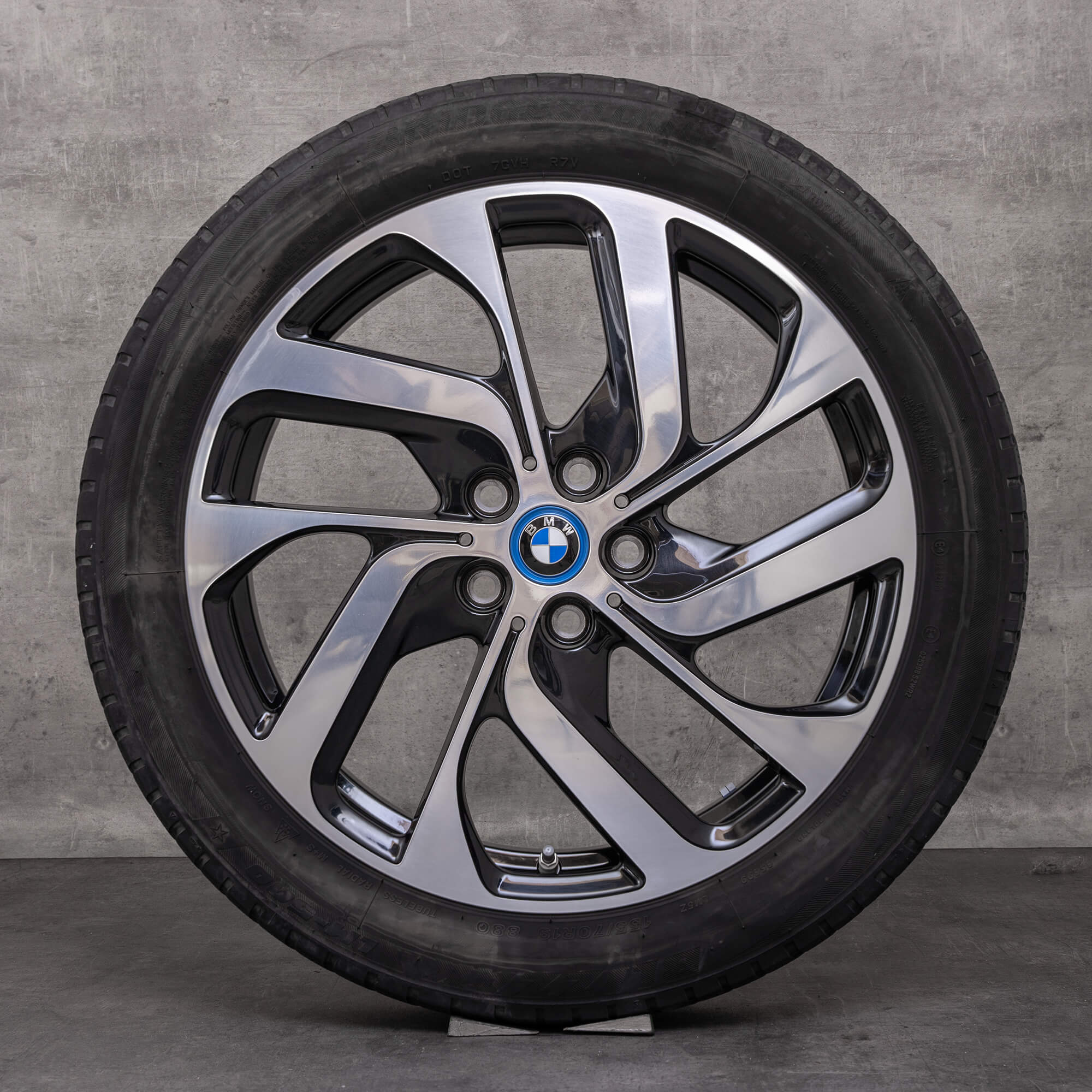 OEM BMW i3 winter wheels 19 inch I01 rims styling 428 turbine design 6856894 jet black glossy turned