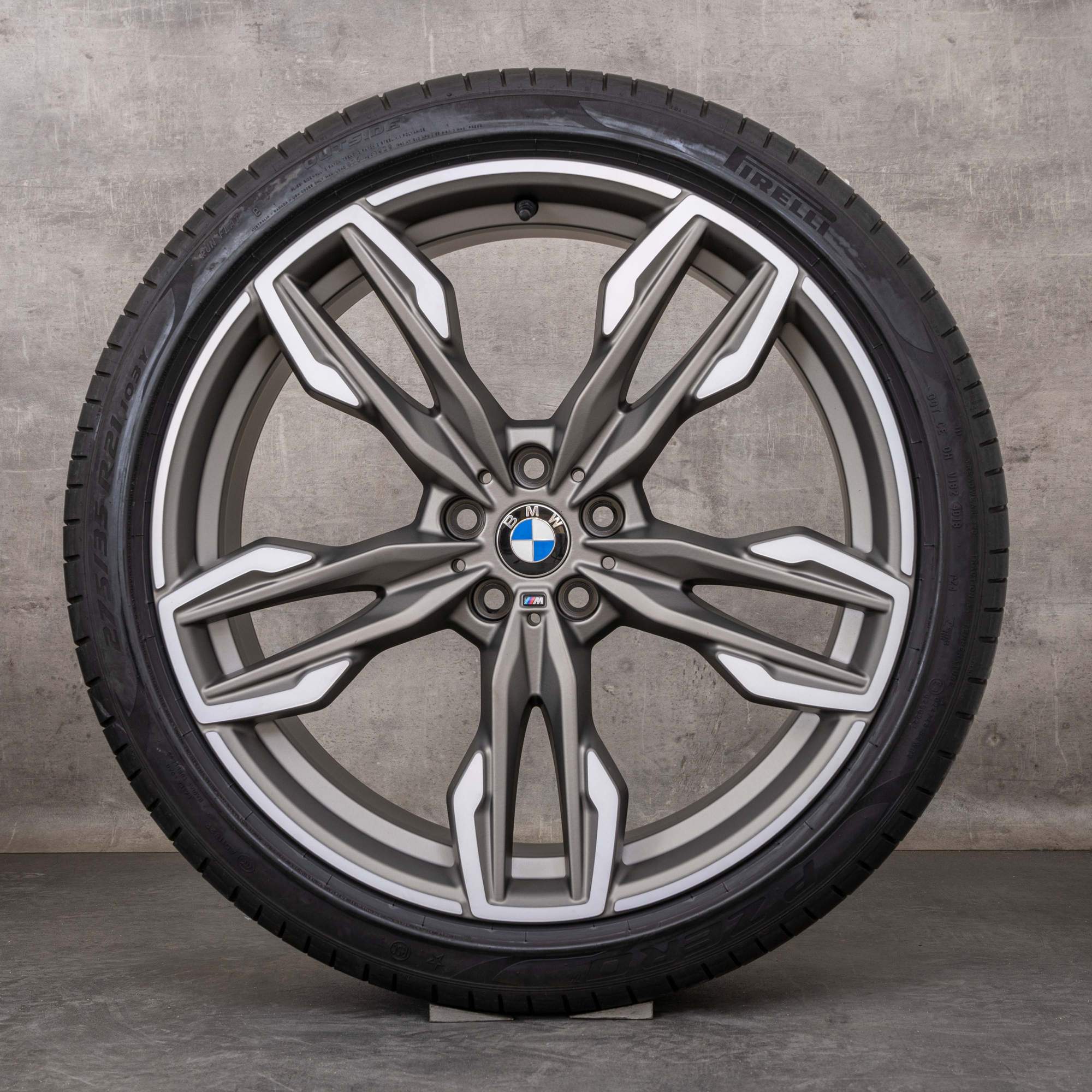 Original BMW X3 X4 Felgen 21 Zoll G01 G02 Sommerräder 8053455 8053456 Doppelspeiche 718 M ferric grey matt glanzgedreht NEU