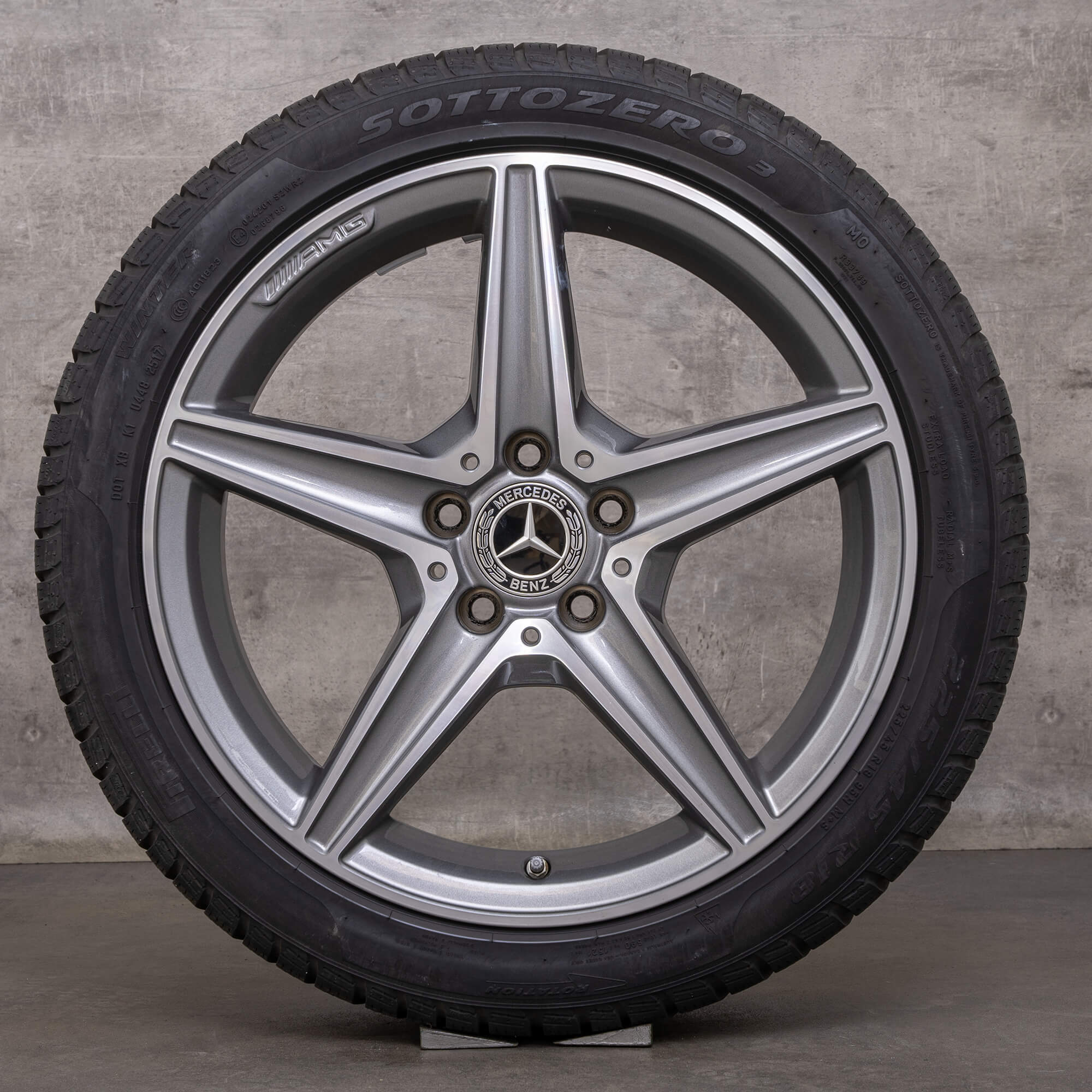 Llantas de invierno originales Mercedes Benz Clase C AMG 18 pulgadas W205 S205 C205 A205 A2054011100 gris himalaya torneado brillante