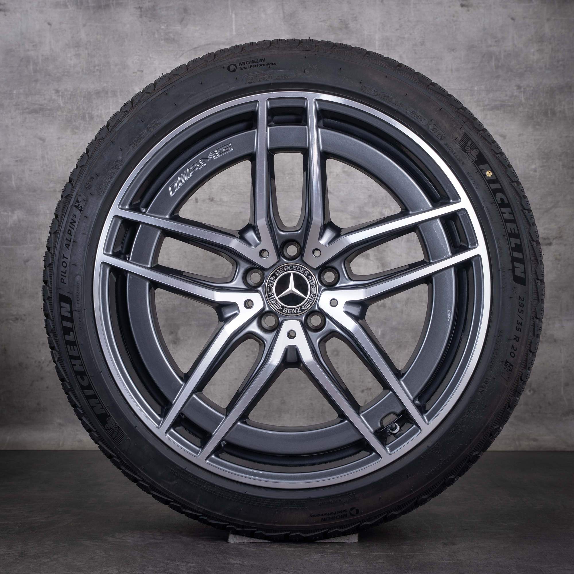 Original AMG Mercedes Benz SL Winterräder 20 Zoll 43 55 63 R232 Felgen A2324012100 A2324012200 himalaya grey glanzgedreht