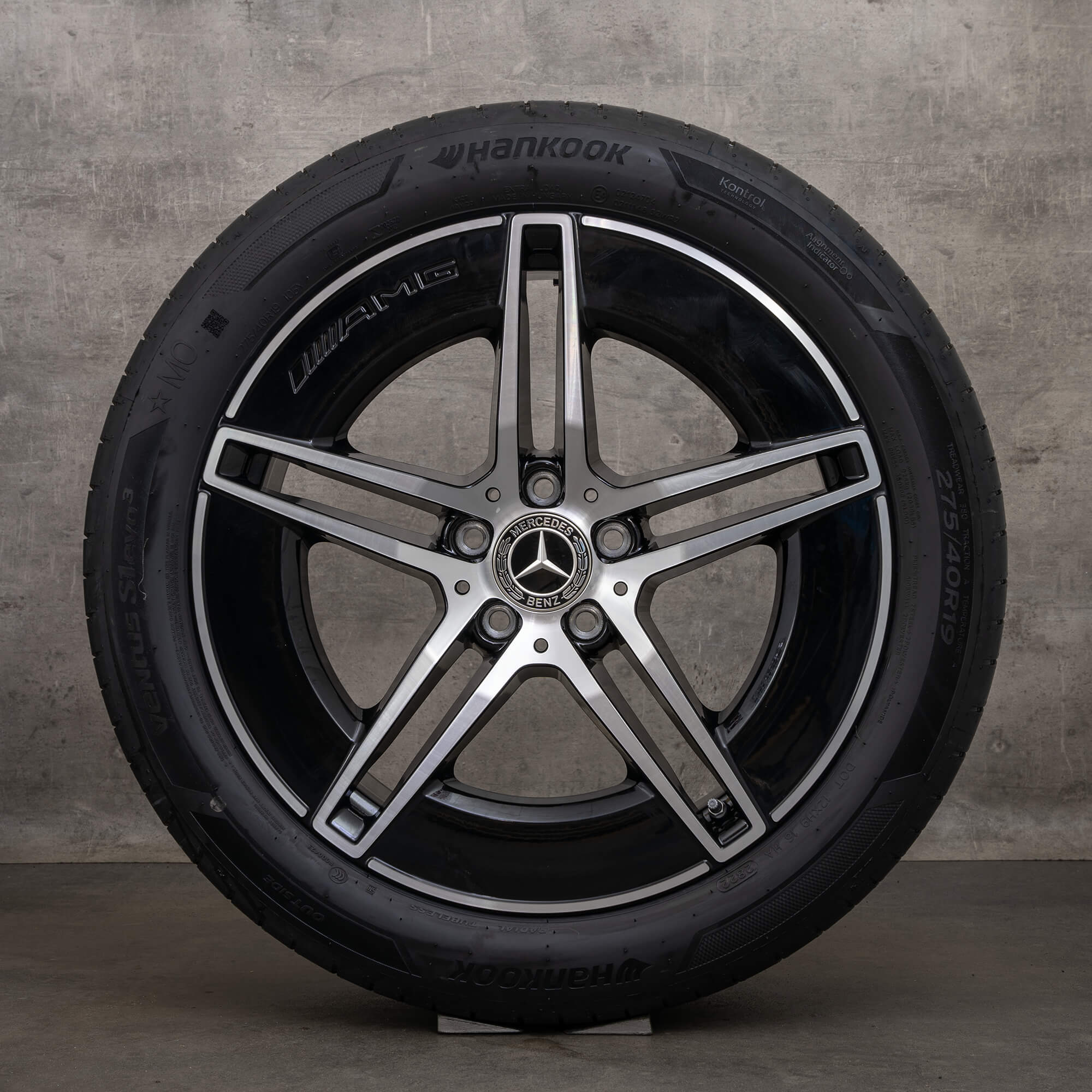 Originale Mercedes Benz E-Klasse AMG fælge 19 tommer W214 S214 sommerdæk A2144010300 A2144010400 sort glans