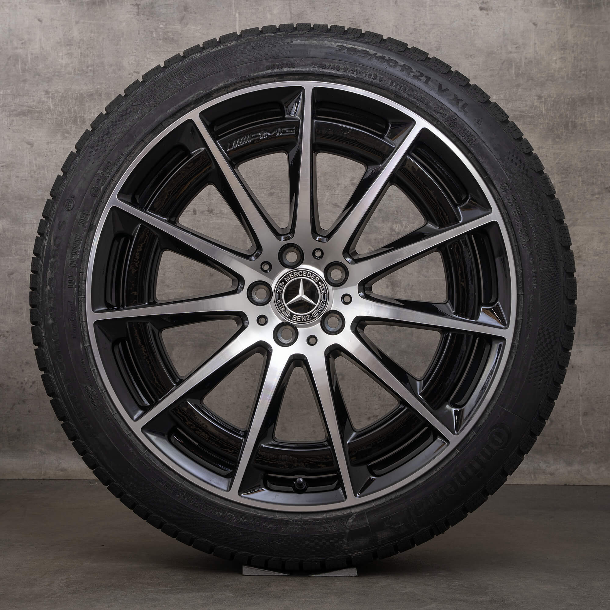 Original Mercedes Benz EQS 53 4Matic AMG llantas de invierno 21 pulgadas SUV V297 A2974011400 negro brillante torneado