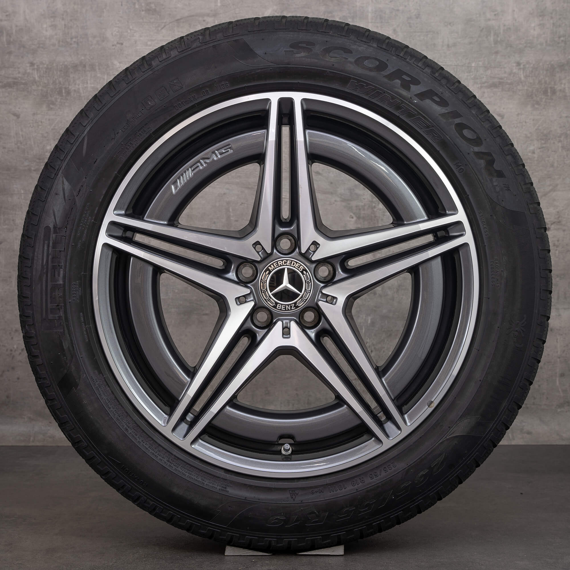 Original Mercedes Benz EQC AMG Winterräder 19 Zoll N293 Felgen A2934011400 A2934010700 himalaya grey glanzgedreht