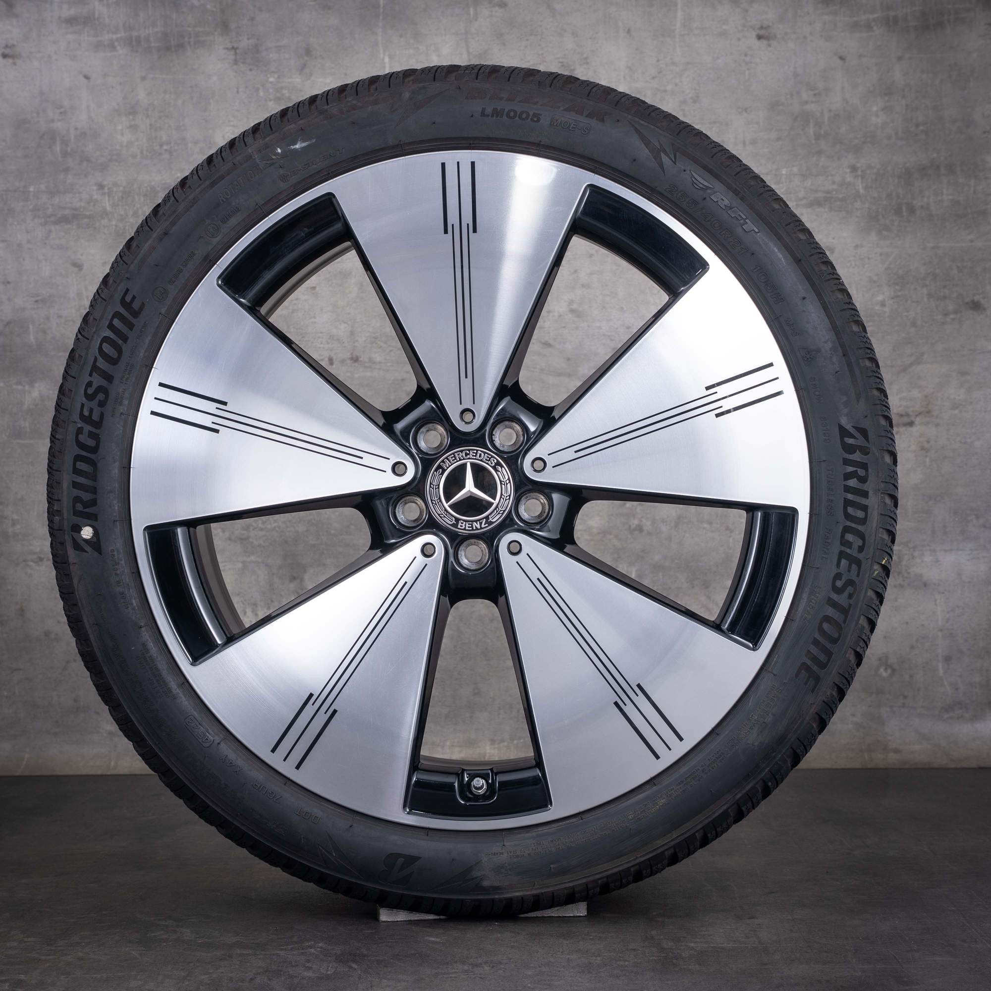 Original Mercedes Benz EQS Winterräder 21 Zoll V297 Felgen A2974011100 schwarz front glanzgedreht - Rad 2 von 4