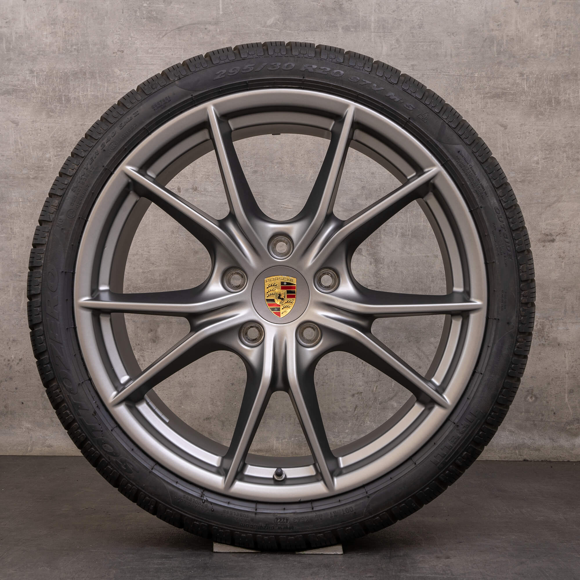 Oryginalne koła zimowe Porsche 911 20 cali 991 II Felgi 99136271000 99136276002 platyna srebrny mat
