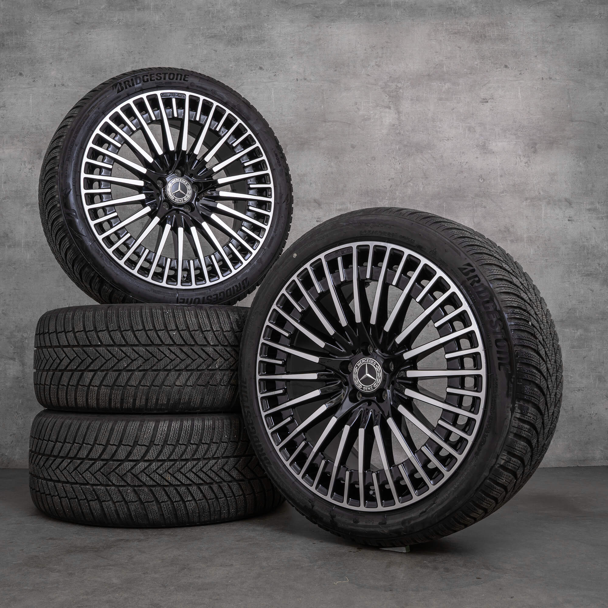 Neumáticos de invierno AMG Mercedes Benz EQS 53 llantas 21 pulgadas SUV V297 A2974011500 negro brillante torneado