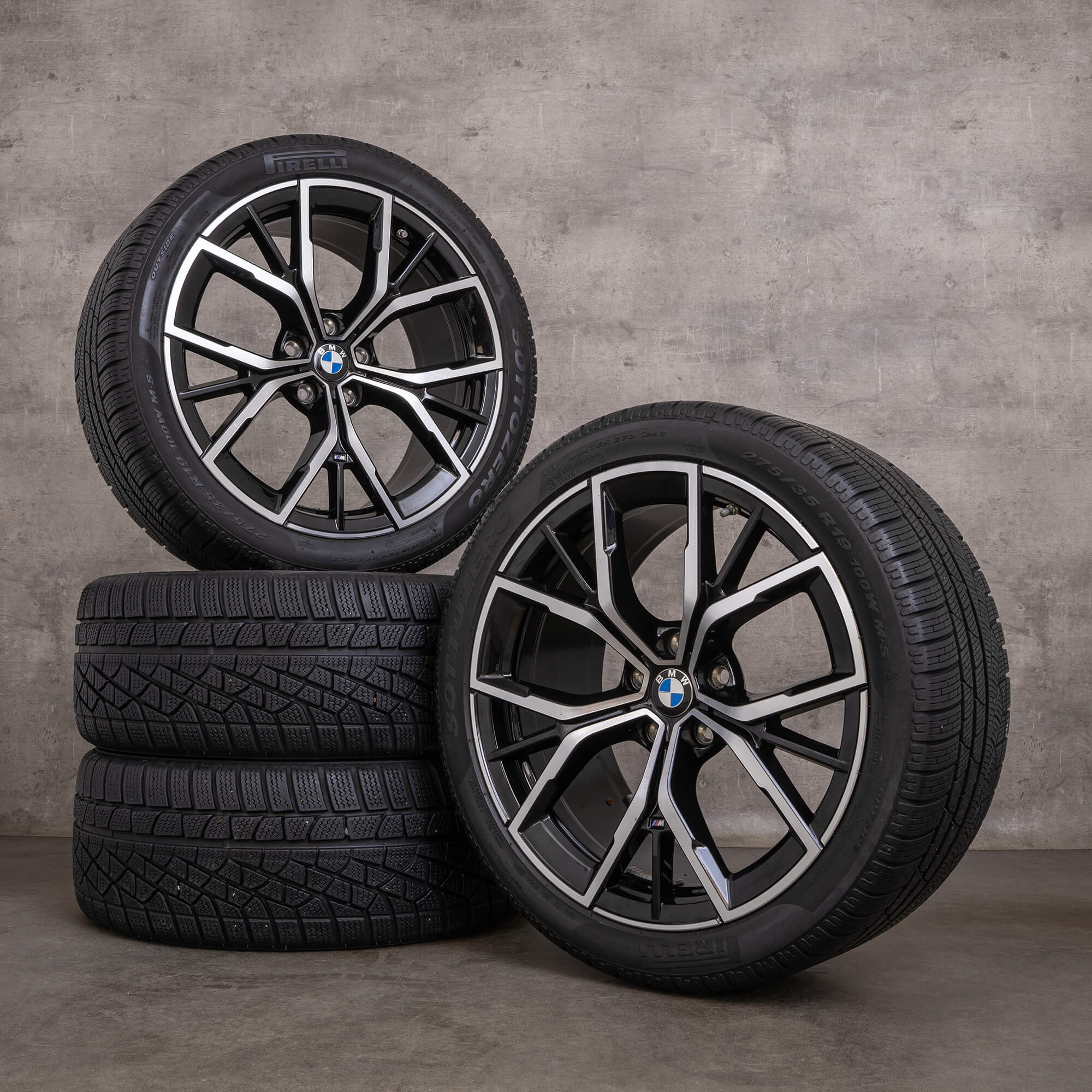 Original BMW 5er Winterkompletträder 19 Zoll G30 G31 Felgen 8747406 8747405 schwarz glanzgedreht