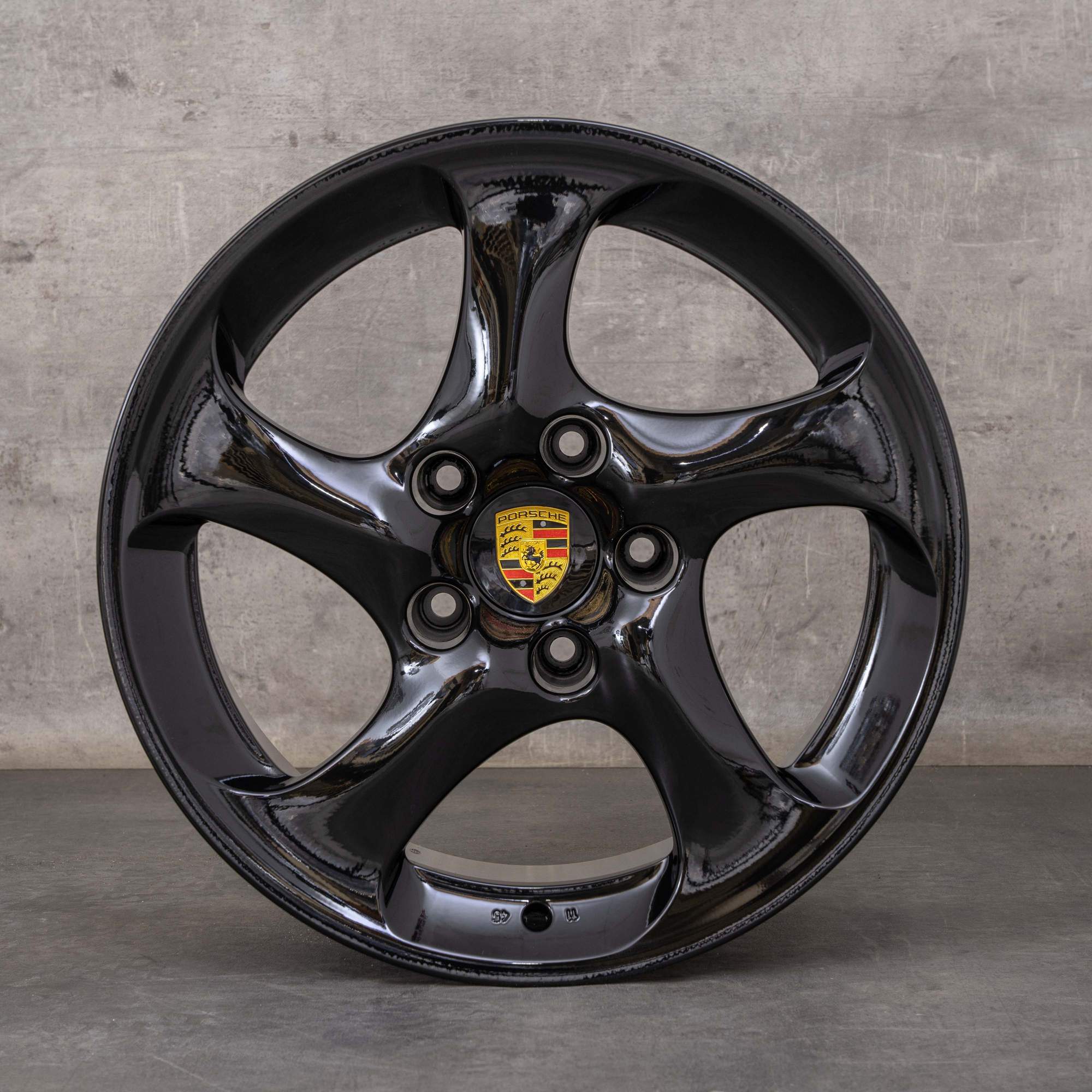 Oryginalne felgi Porsche 911 996 18 cali Carrera C4 Turbo GT2 99636213601 99636214210 Look 2 czarny błyszczący