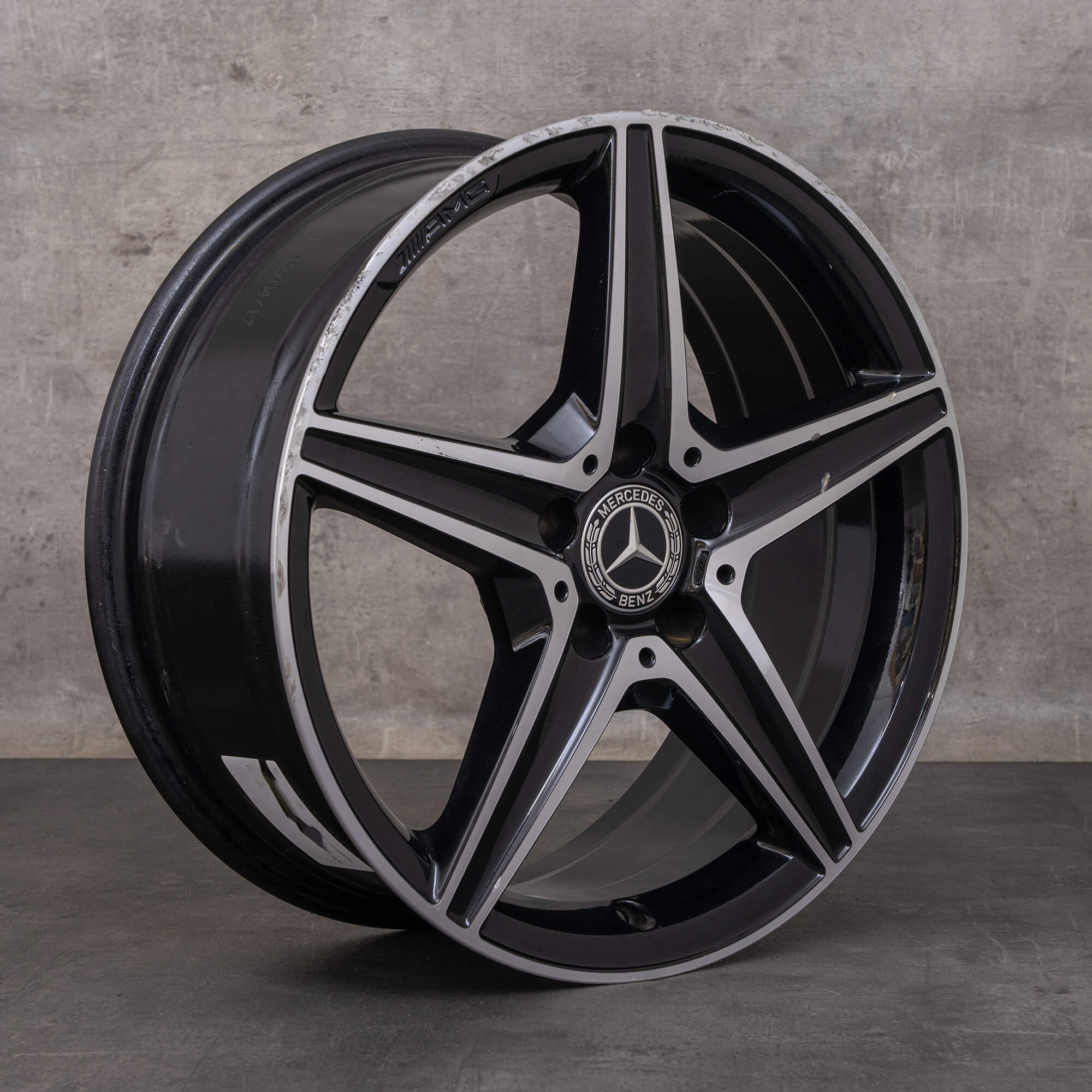 Autentico Mercedes Benz Classe C AMG C43 C450 Sport Cerchio 18 pollici W205 S205 C205 A205 A2054014800 nero lucido tornito