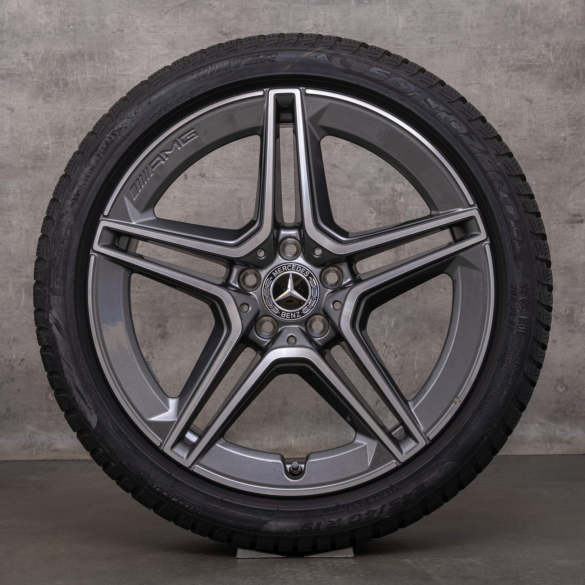 Original Mercedes Benz CLS AMG vinterhjul 19 tommer C257 fælge A2574011500 himalaya grå blank drejet