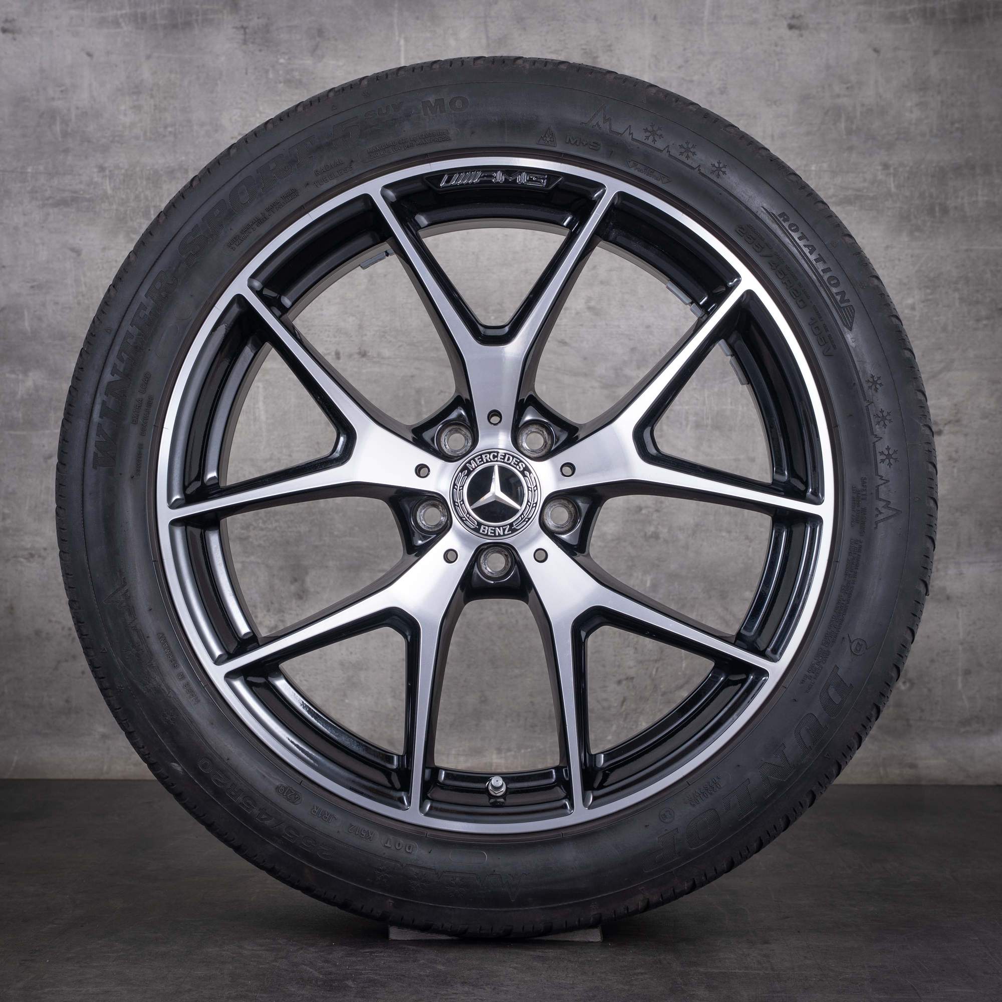 Roues hiver d'origine Mercedes-Benz GLC & 43 AMG 20 pouces X253 C253 références A2534015500 et A2534015600 noires face avant diamantée