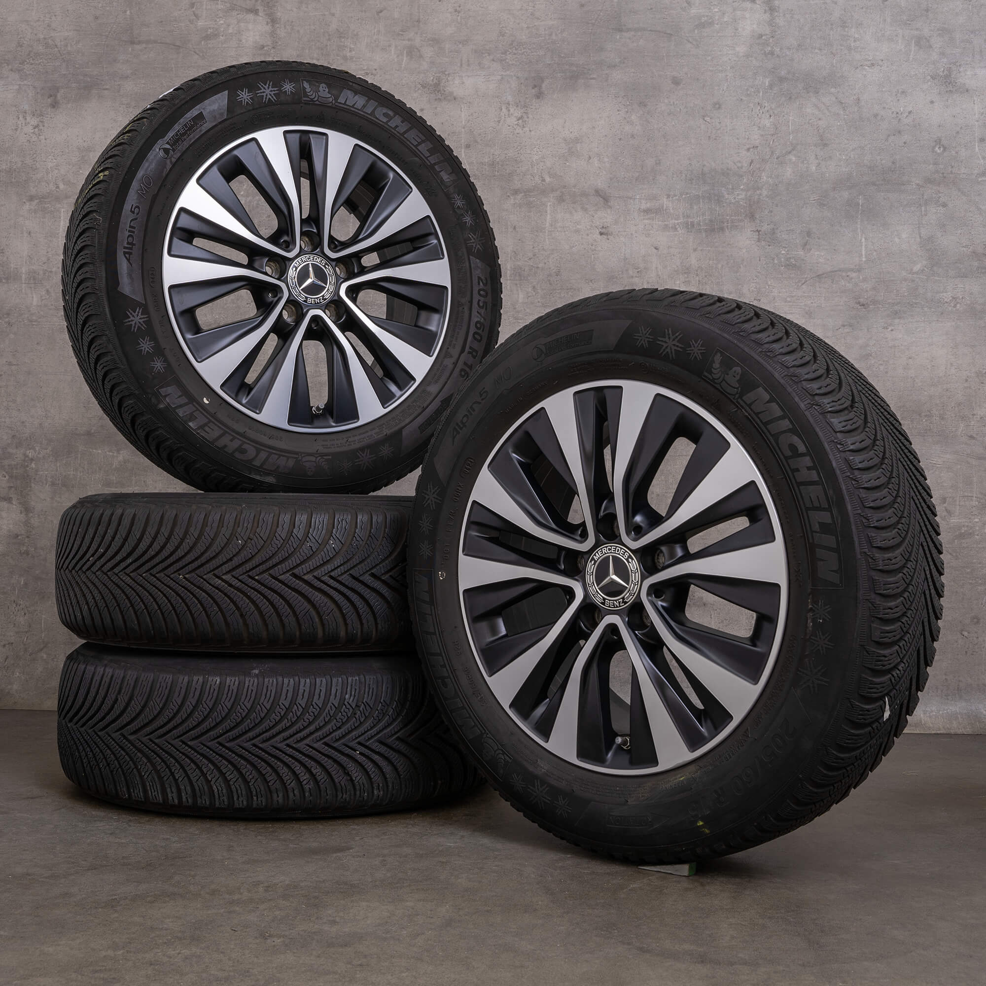 Genuine Mercedes Benz Clase A B CLA neumáticos de invierno 16 pulgadas W177 V177 W247 X118 C118 llantas A1774010000 negro mate acabado alto brillo