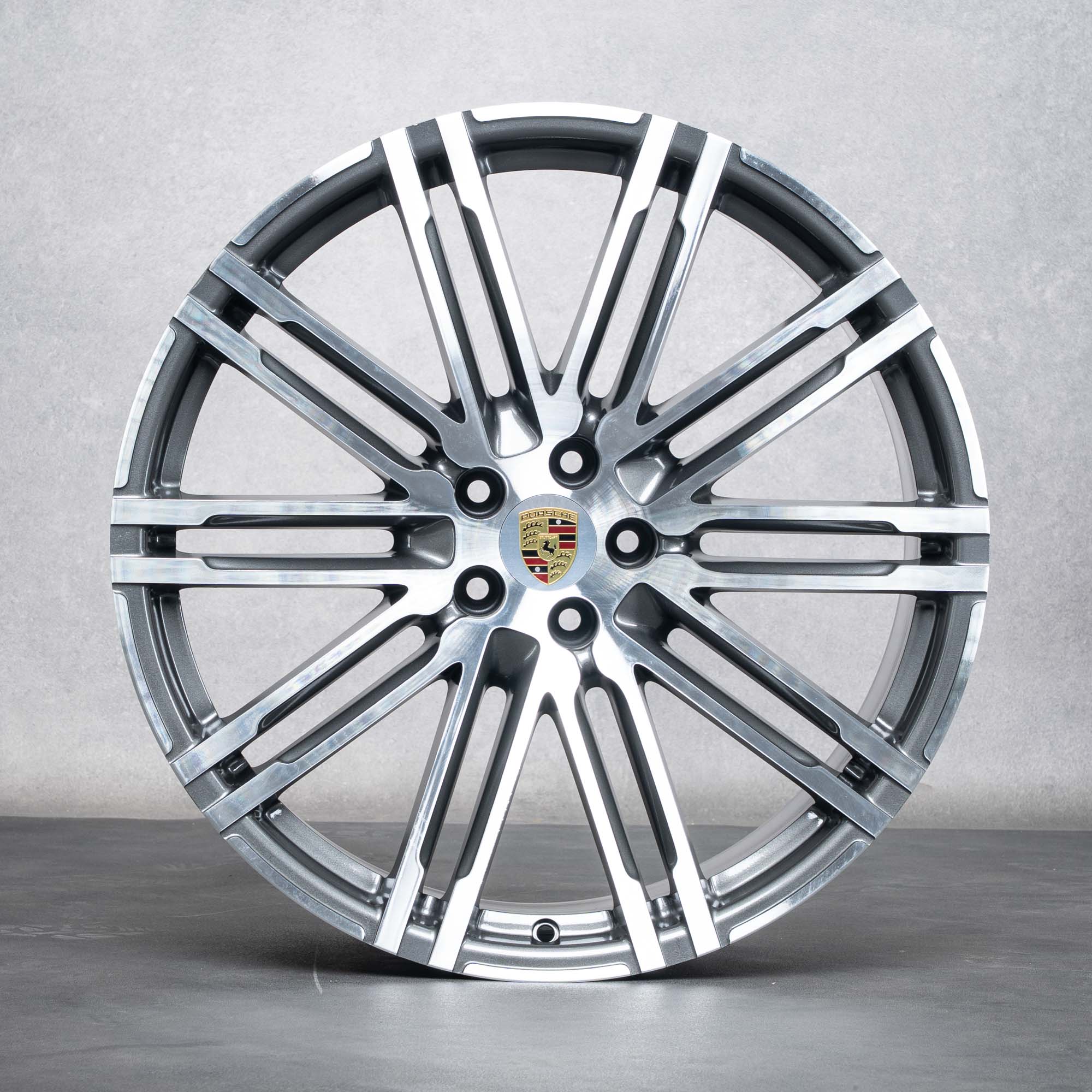 Oryginalne felgi Porsche Macan I 21 cali letnie koła 95B601025AT 95B601025BA tytanowe polerowane