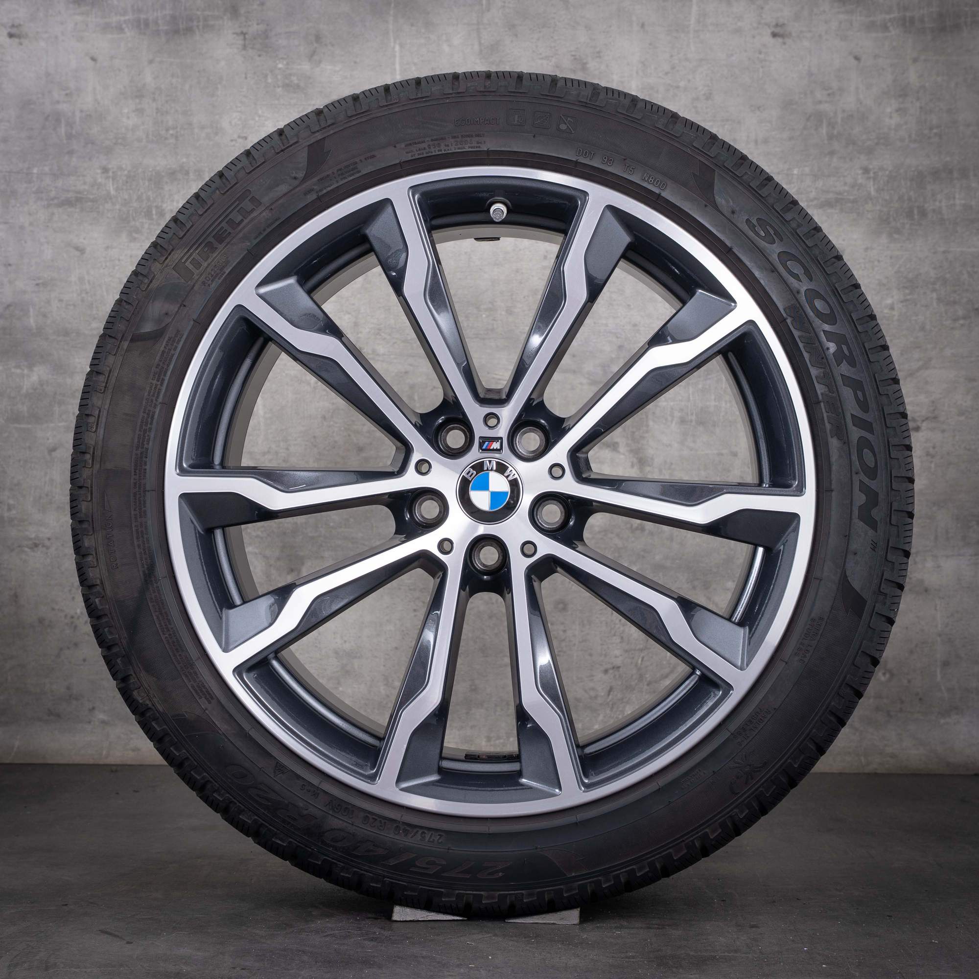 Oryginalne koła zimowe BMW X3 X4 20 cali, felgi G01 G02, stylizacja 699 M, 8010265 8010269 kolor orbit grey diamond cut