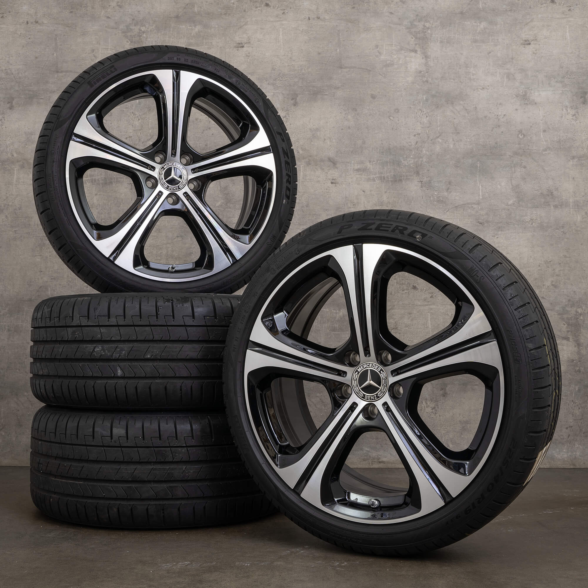 Llantas originales Mercedes Benz Clase C 19 pulgadas W206 S206 ruedas de verano A2064015300 A2064015400 negro brillante