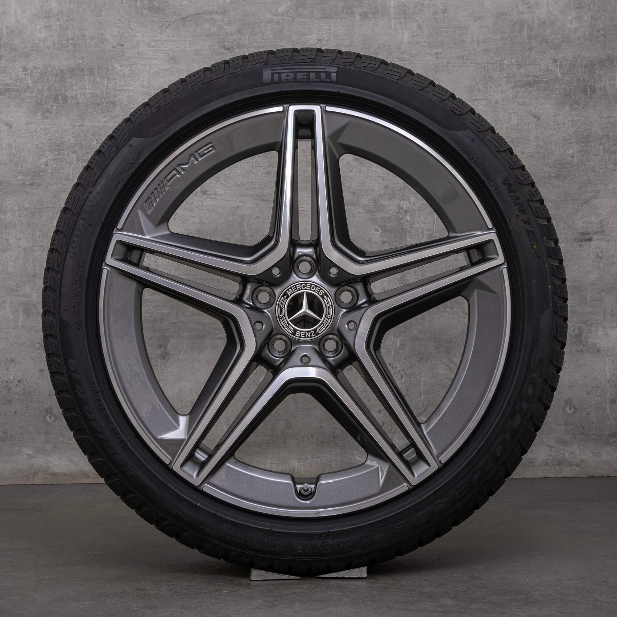 Original Mercedes Benz CLS AMG vinterhjul 19 tommer C257 fælge A2574011500 himalaya grå blank drejet
